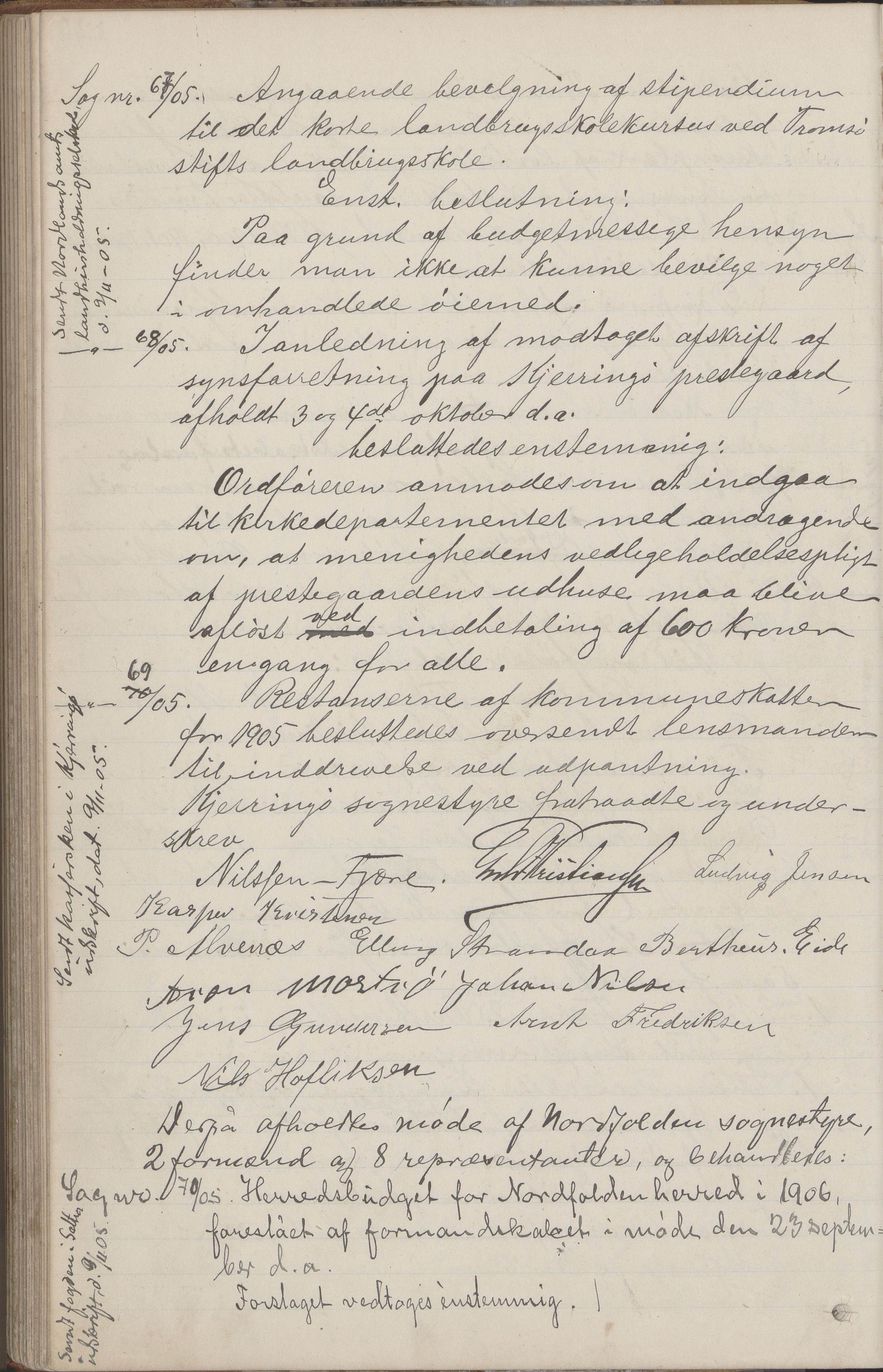 Kjerringøy kommune. Formannskapet, AIN/K-18441.150/A/Aa/L0002: Forhandlingsprotokoll Norfolden- Kjerringø formanskap, 1900-1911