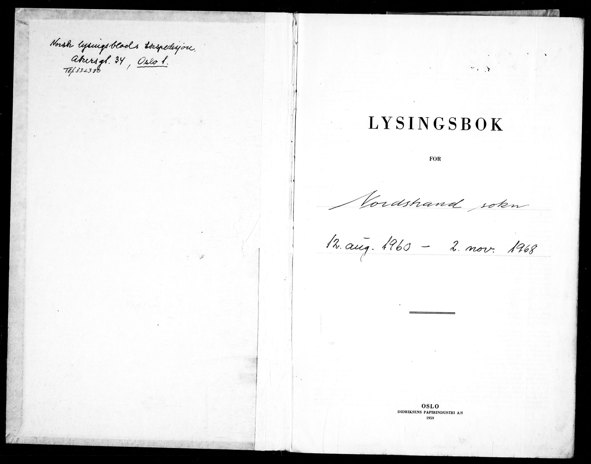 Nordstrand prestekontor Kirkebøker, SAO/A-10362a/H/Ha/L0004: Lysningsprotokoll nr. 4, 1960-1968