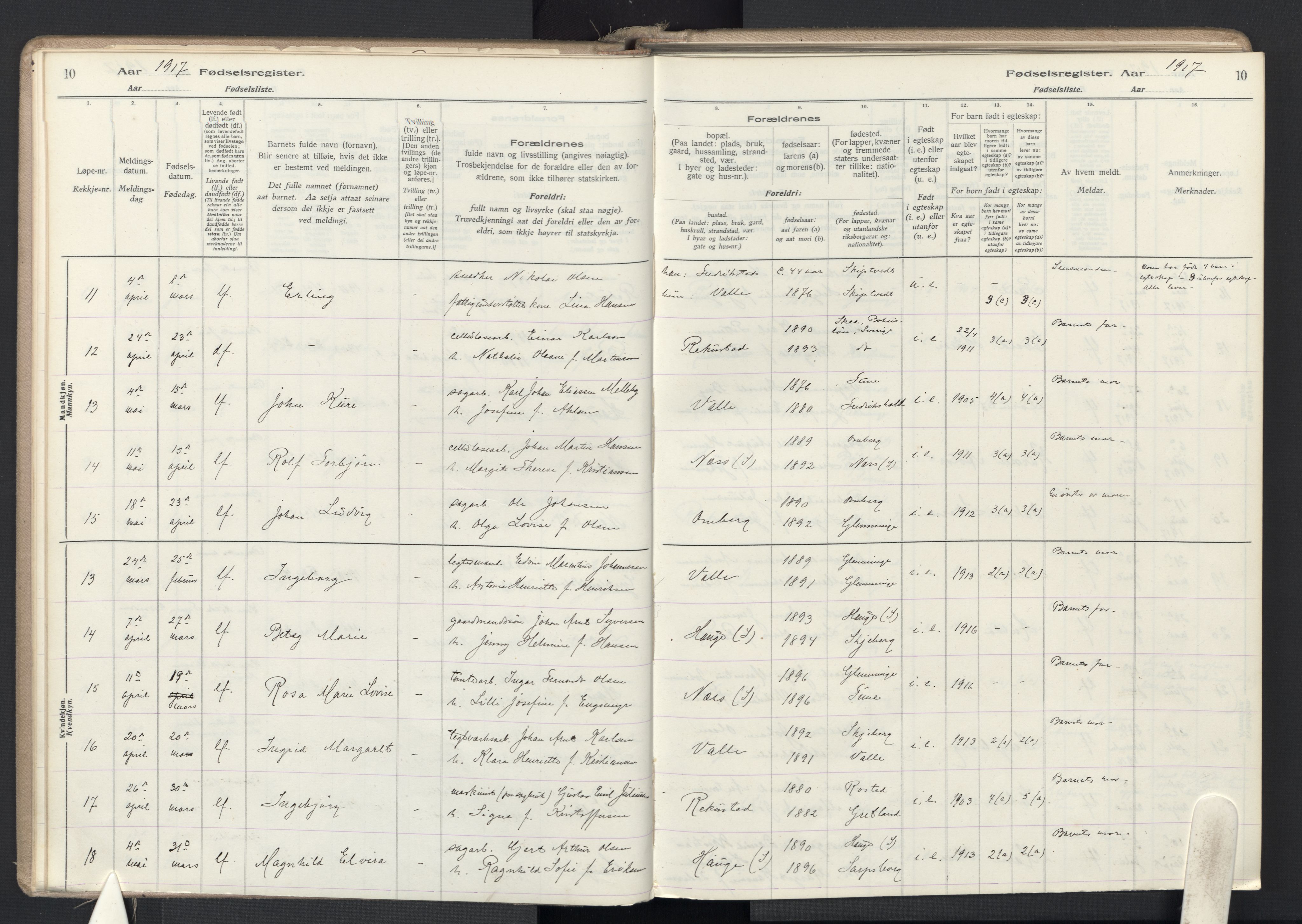 Rolvsøy prestekontor Kirkebøker, AV/SAO-A-2004/J/Ja/L0001: Fødselsregister nr. 1, 1916-1946, s. 10