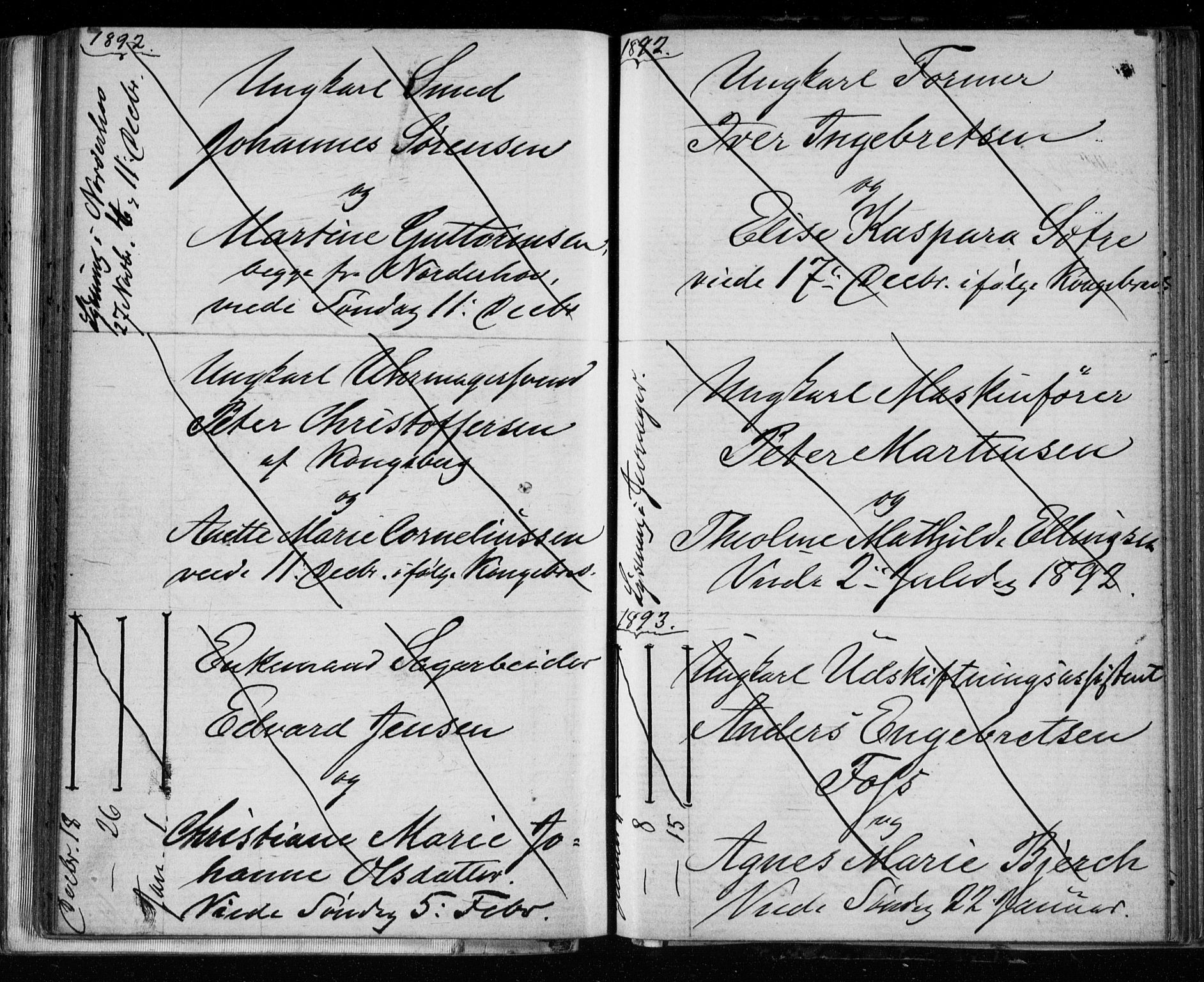 Bragernes kirkebøker, SAKO/A-6/H/Ha/L0006: Lysningsprotokoll nr. 6, 1873-1896