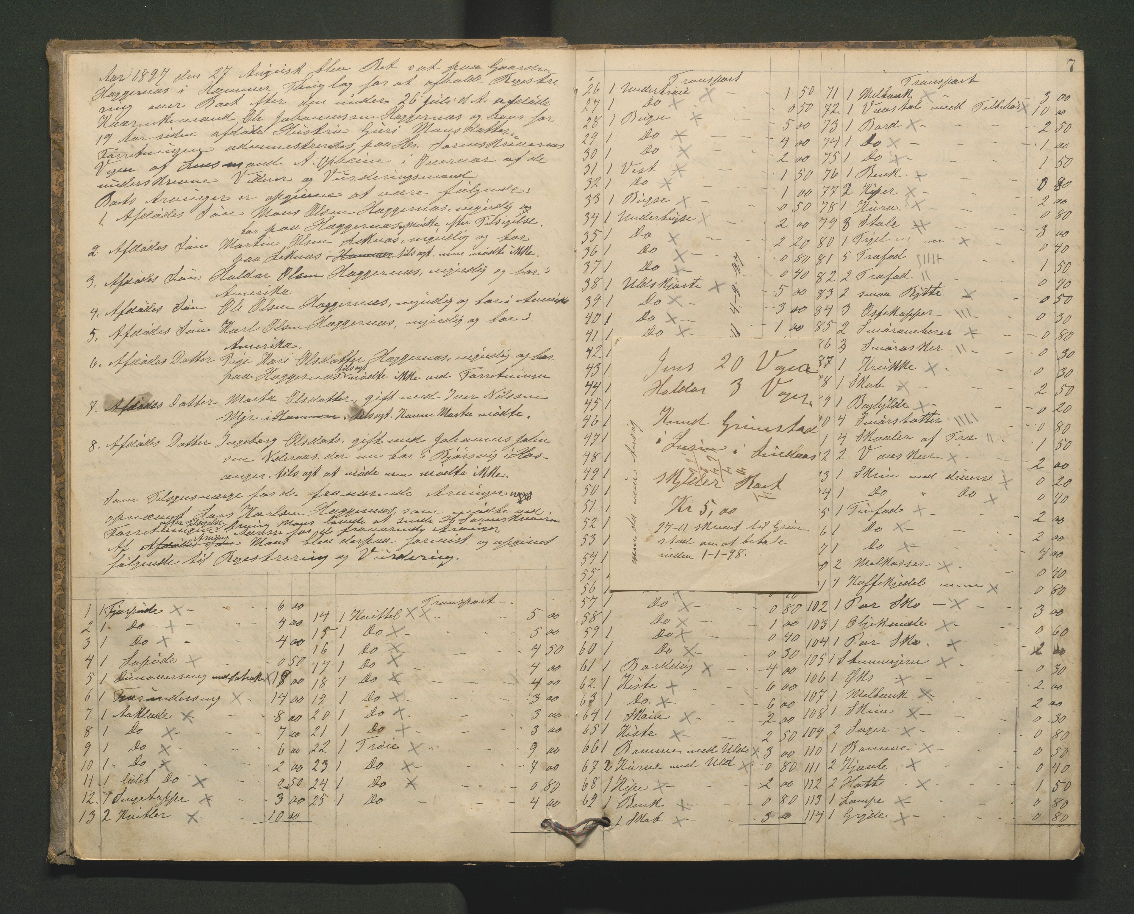 Lensmannen i Hamre, AV/SAB-A-32601/0006/L0002: Registreringsprotokoll, 1896-1904, s. 6b-7a