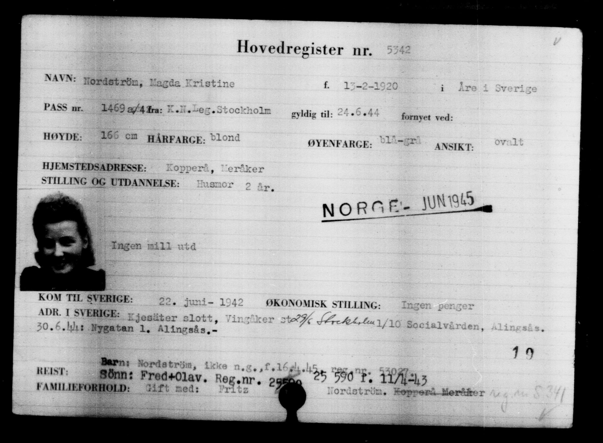 Utenriksstasjonene, Legasjonen i Stockholm, Flyktningkontoret, AV/RA-S-6753/V/Va/L0004: Kjesäterkartoteket, flyktninger med registreringsnr. 3496-6610, 1940-1945, s. 2127
