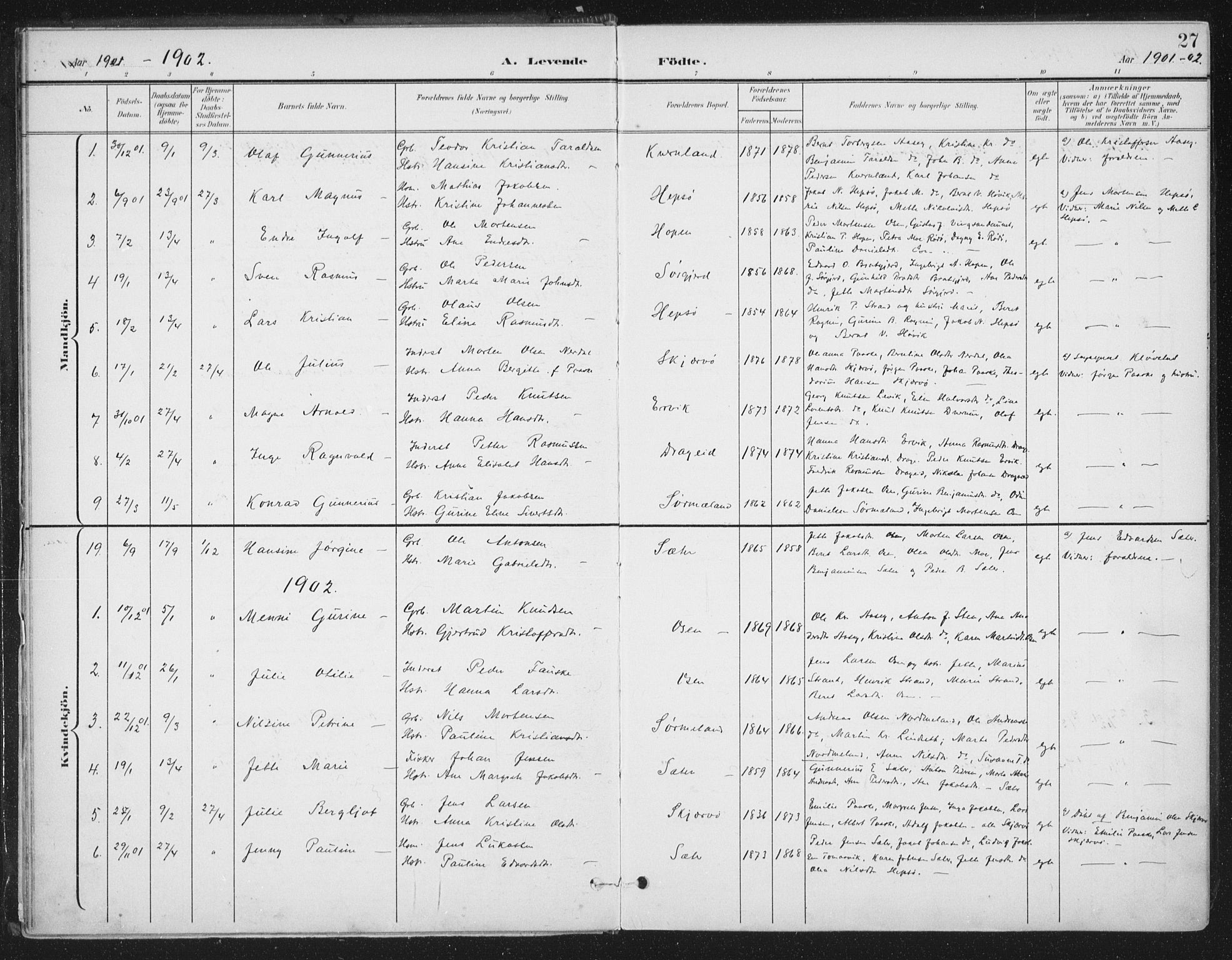 Ministerialprotokoller, klokkerbøker og fødselsregistre - Sør-Trøndelag, AV/SAT-A-1456/658/L0723: Ministerialbok nr. 658A02, 1897-1912, s. 27