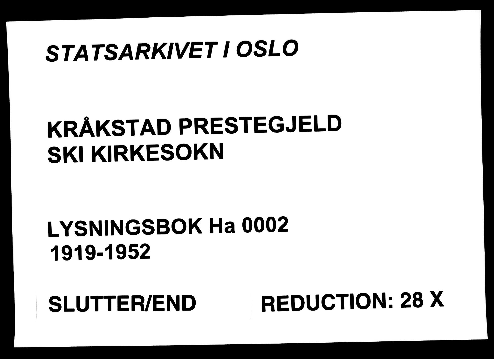 Kråkstad prestekontor Kirkebøker, AV/SAO-A-10125a/H/Hb/L0001: Lysningsprotokoll nr. II 1, 1919-1952