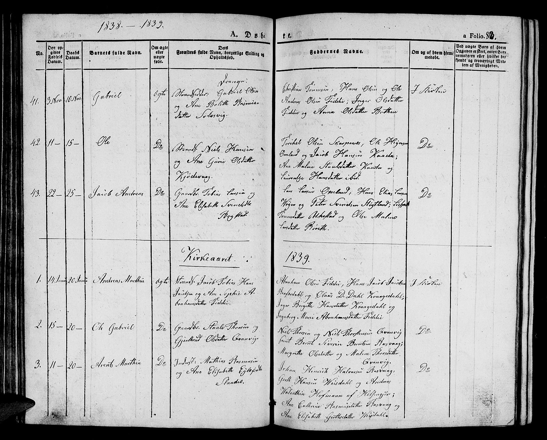 Flekkefjord sokneprestkontor, AV/SAK-1111-0012/F/Fb/Fbb/L0002: Klokkerbok nr. B 2a, 1831-1866, s. 83