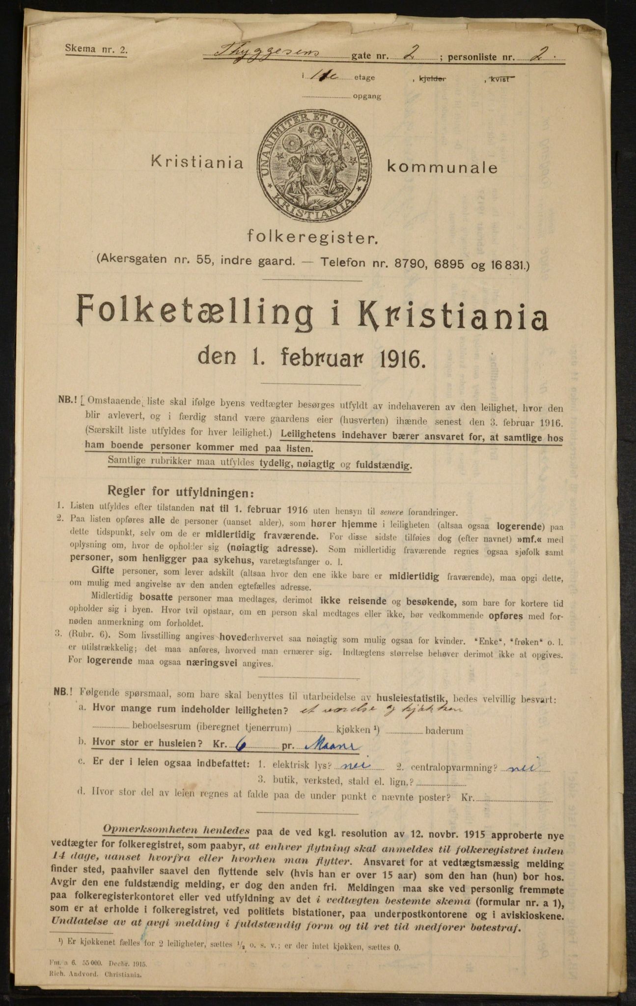 OBA, Kommunal folketelling 1.2.1916 for Kristiania, 1916, s. 114609