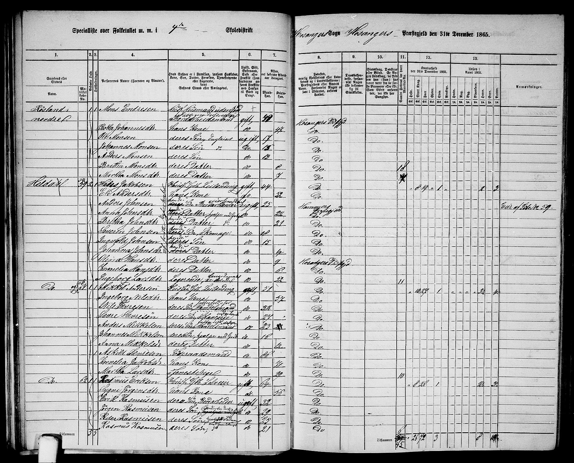 RA, Folketelling 1865 for 1253P Hosanger prestegjeld, 1865, s. 34