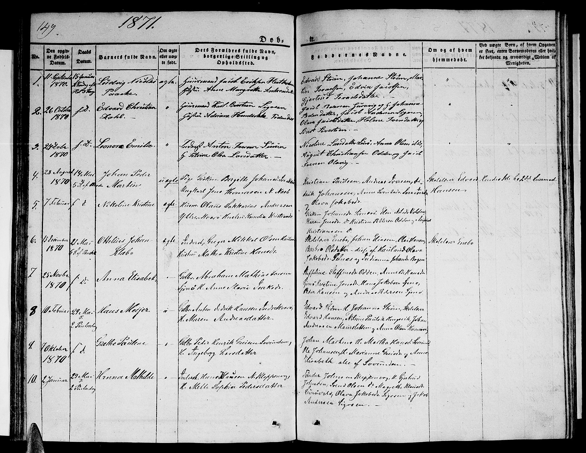 Ministerialprotokoller, klokkerbøker og fødselsregistre - Nordland, SAT/A-1459/839/L0572: Klokkerbok nr. 839C02, 1841-1873, s. 149