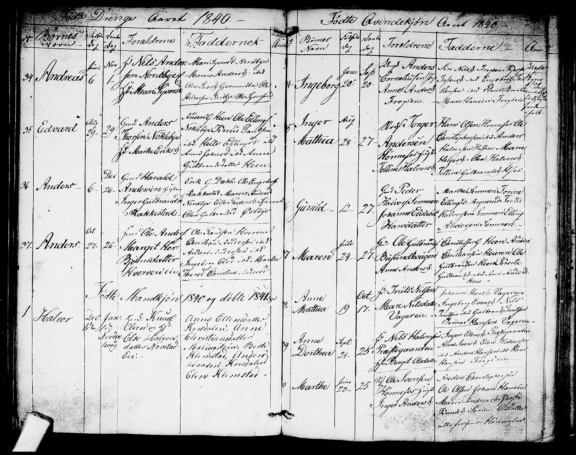 Norderhov kirkebøker, AV/SAKO-A-237/G/Ga/L0004: Klokkerbok nr. I 4, 1824-1849, s. 312-313