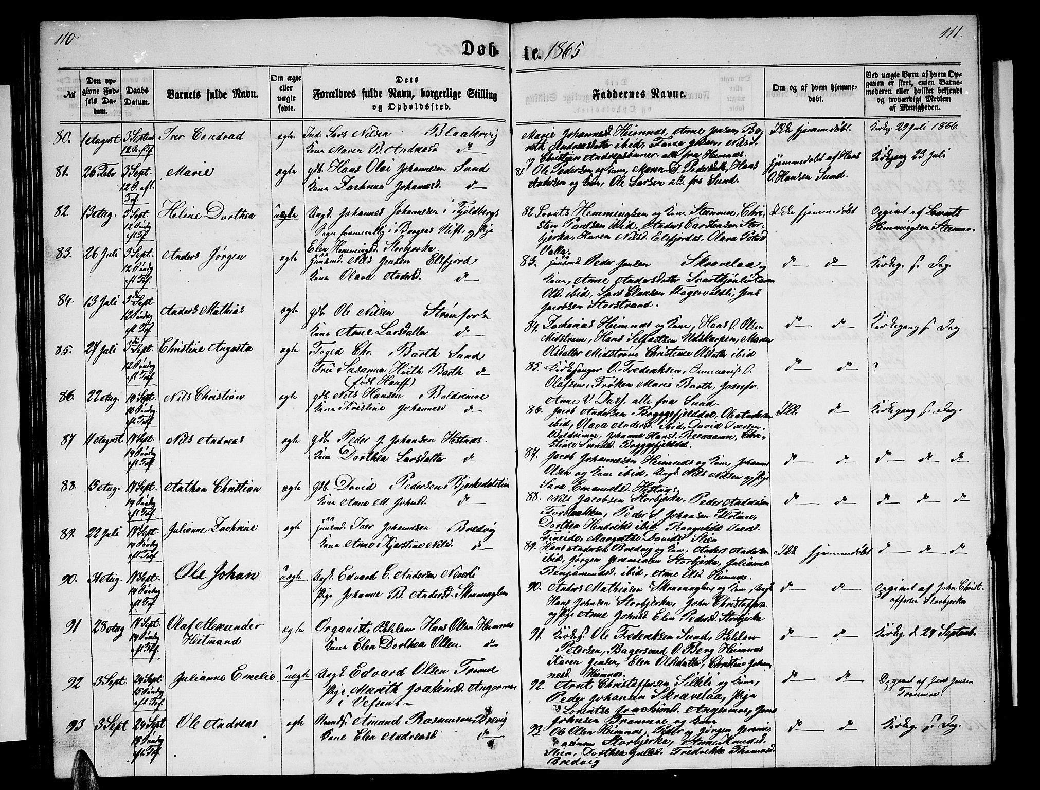 Ministerialprotokoller, klokkerbøker og fødselsregistre - Nordland, AV/SAT-A-1459/825/L0365: Klokkerbok nr. 825C02, 1858-1873, s. 110-111