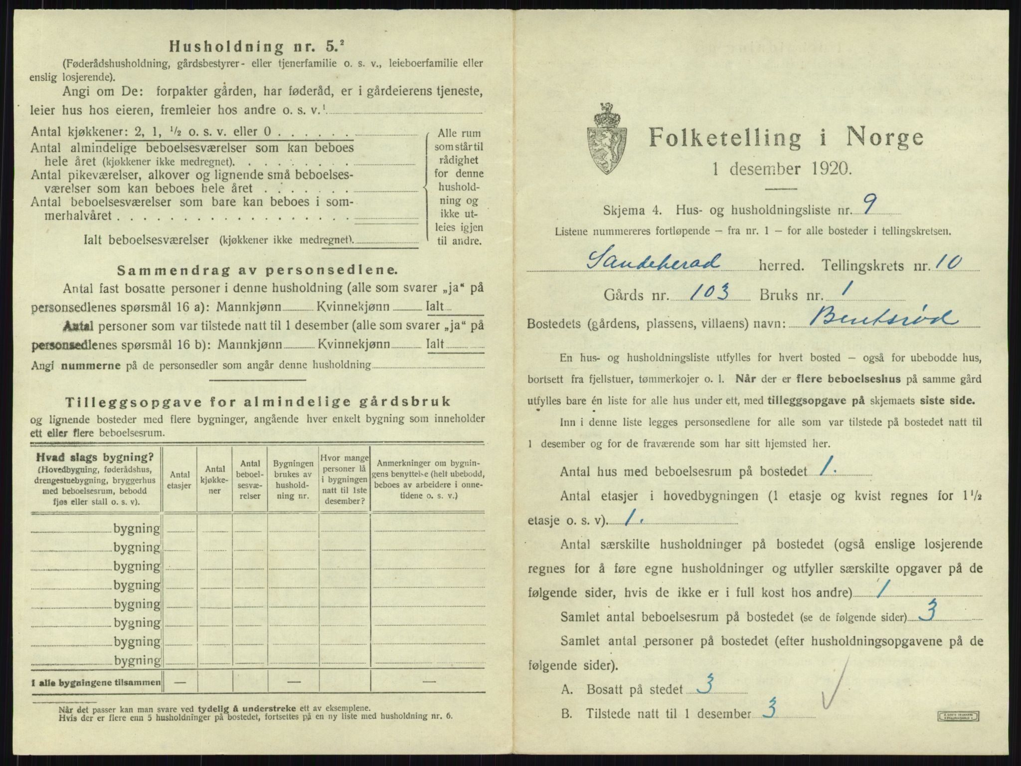 SAKO, Folketelling 1920 for 0724 Sandeherred herred, 1920, s. 2068