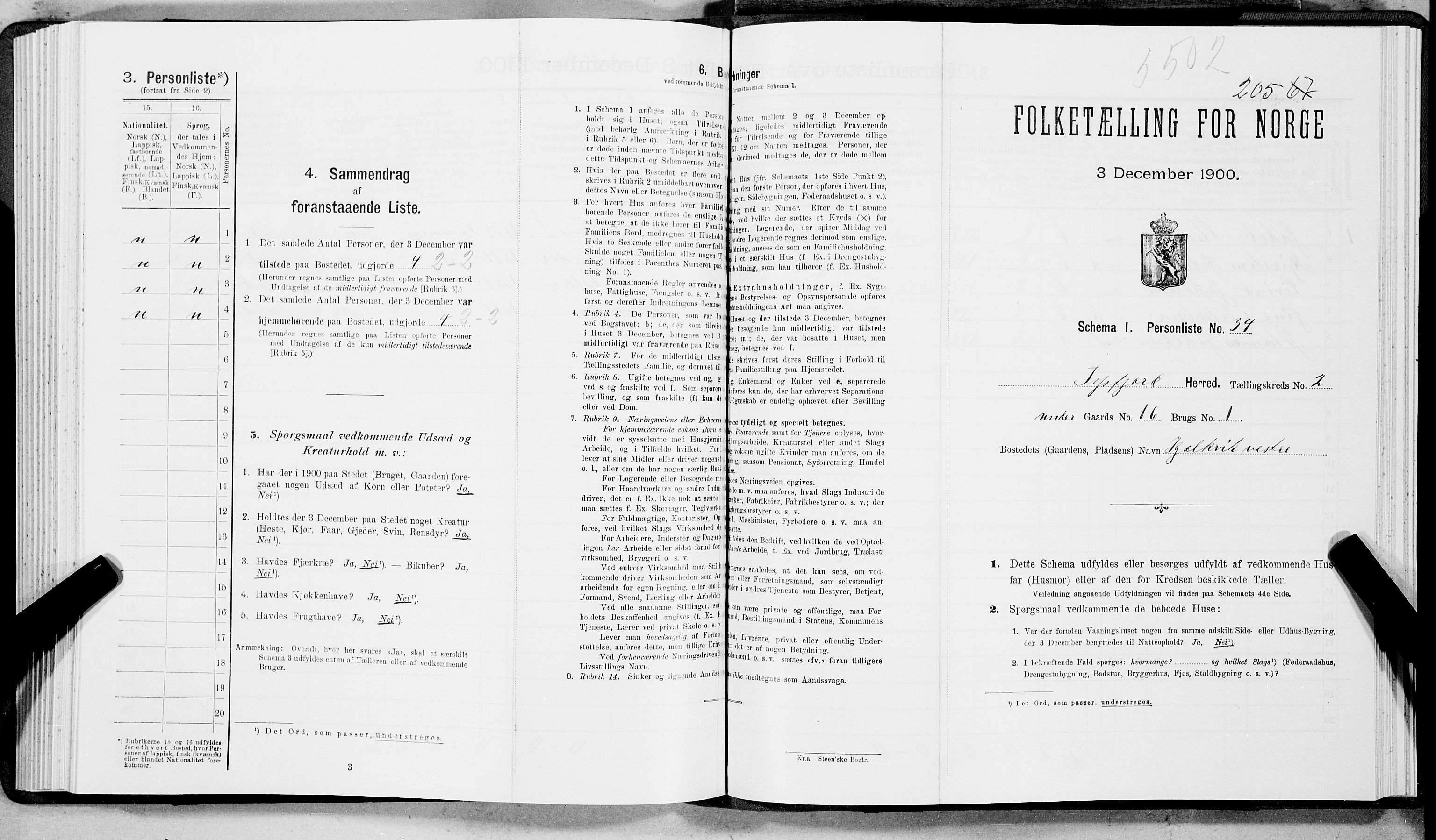 SAT, Folketelling 1900 for 1850 Tysfjord herred, 1900, s. 218