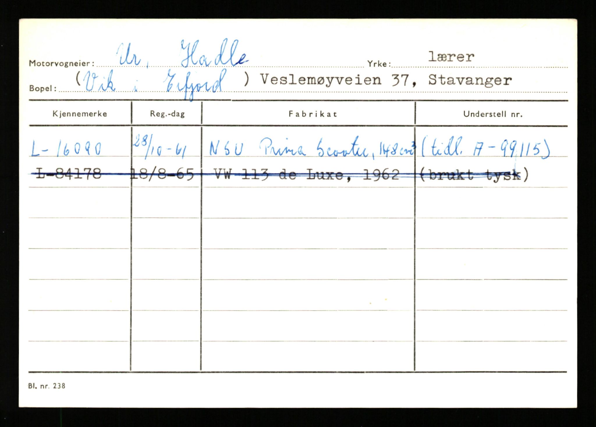 Stavanger trafikkstasjon, AV/SAST-A-101942/0/H/L0041: Uglevik - Vaule, 1930-1971, s. 697