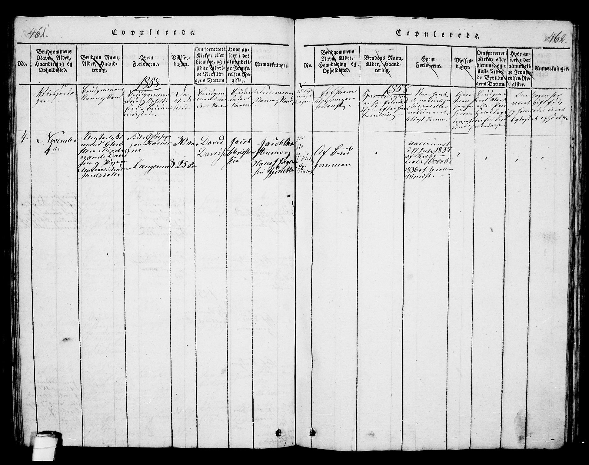 Langesund kirkebøker, AV/SAKO-A-280/G/Ga/L0003: Klokkerbok nr. 3, 1815-1858, s. 461-462
