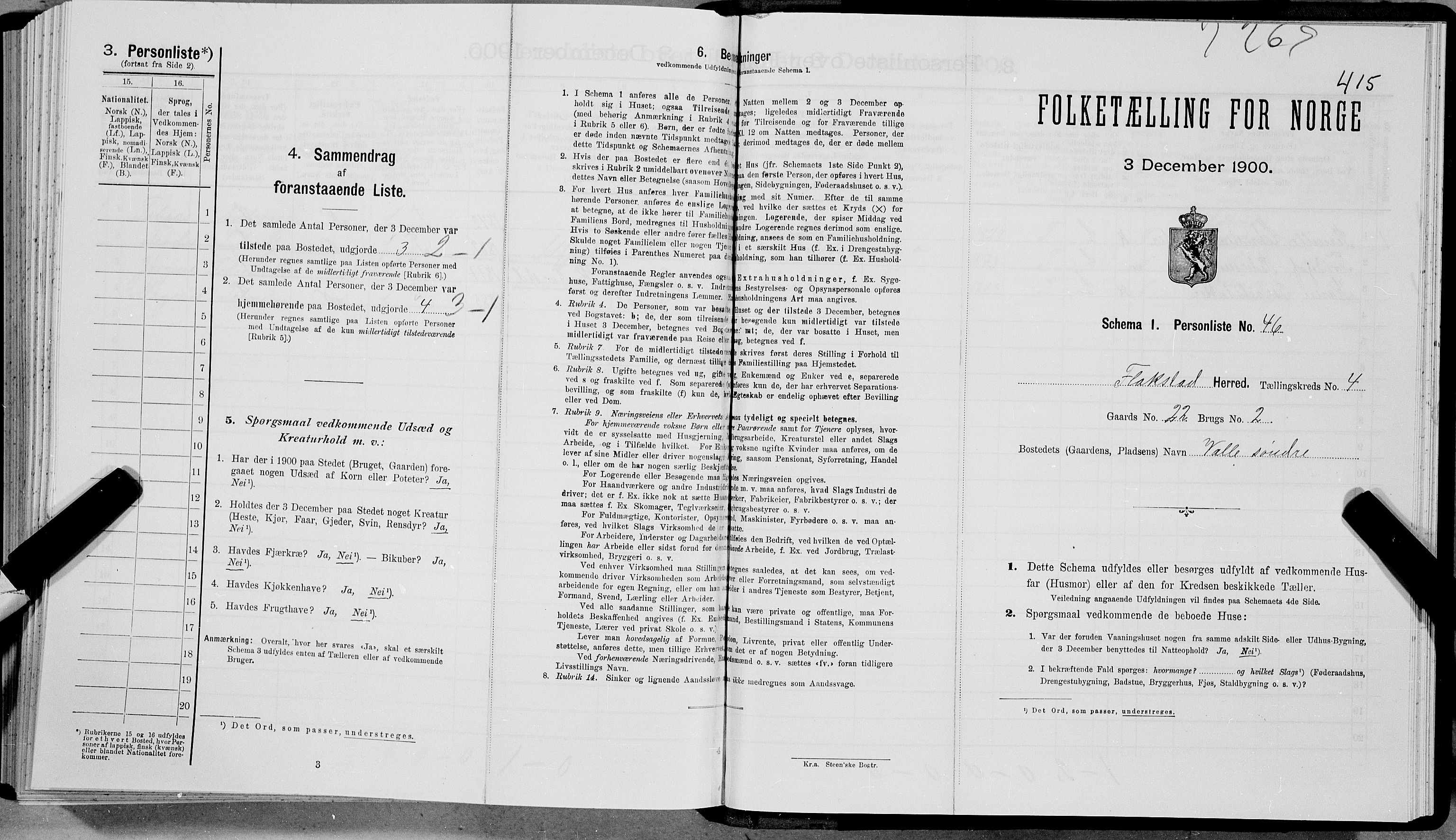 SAT, Folketelling 1900 for 1859 Flakstad herred, 1900, s. 436