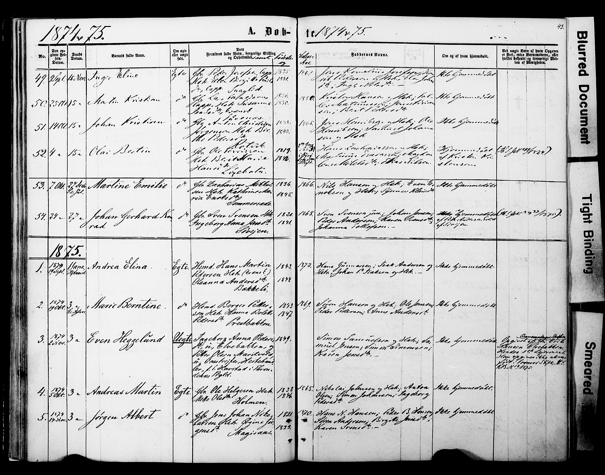 Ibestad sokneprestembete, AV/SATØ-S-0077/H/Ha/Haa/L0013kirke: Ministerialbok nr. 13, 1865-1879, s. 43