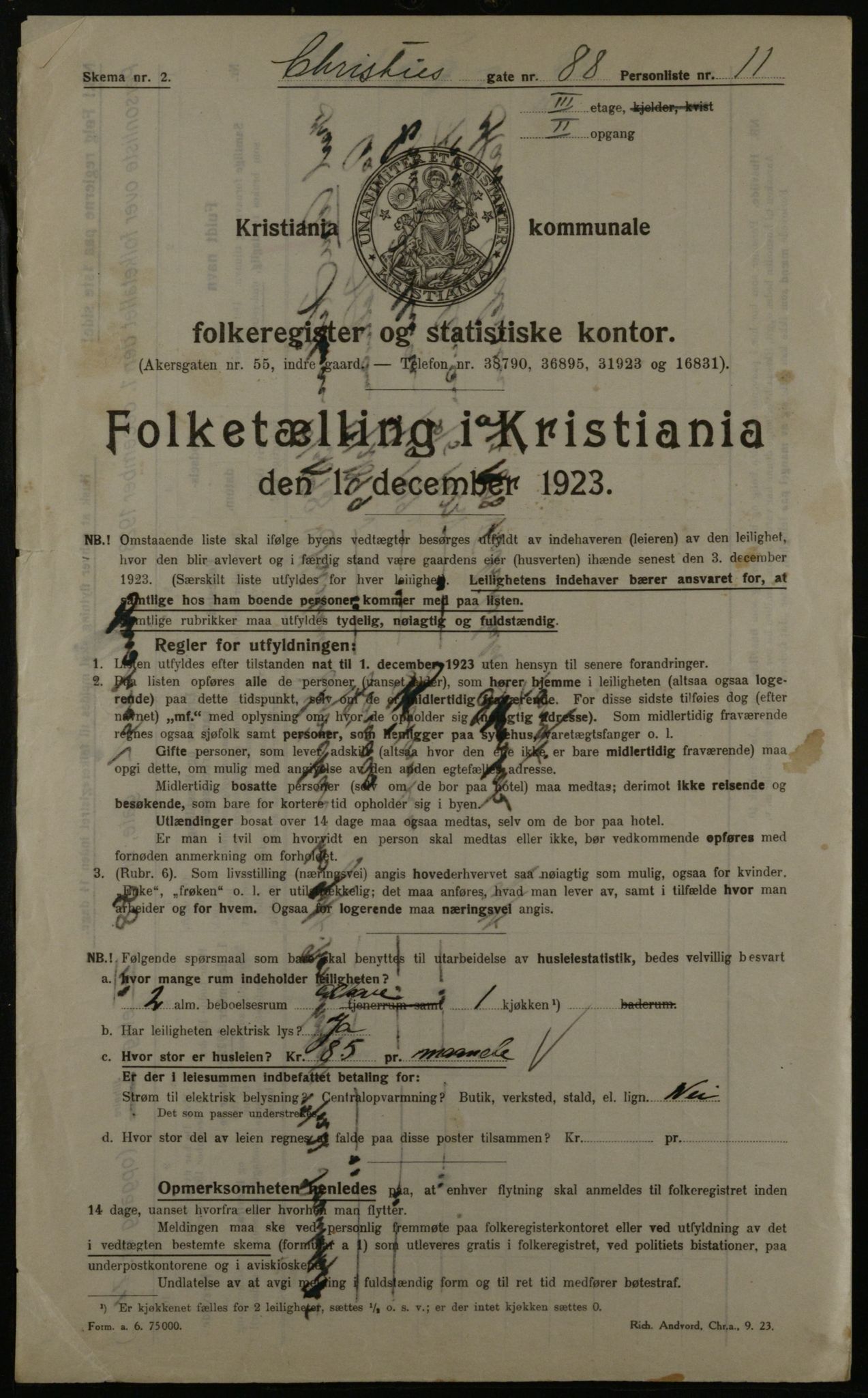 OBA, Kommunal folketelling 1.12.1923 for Kristiania, 1923, s. 14404