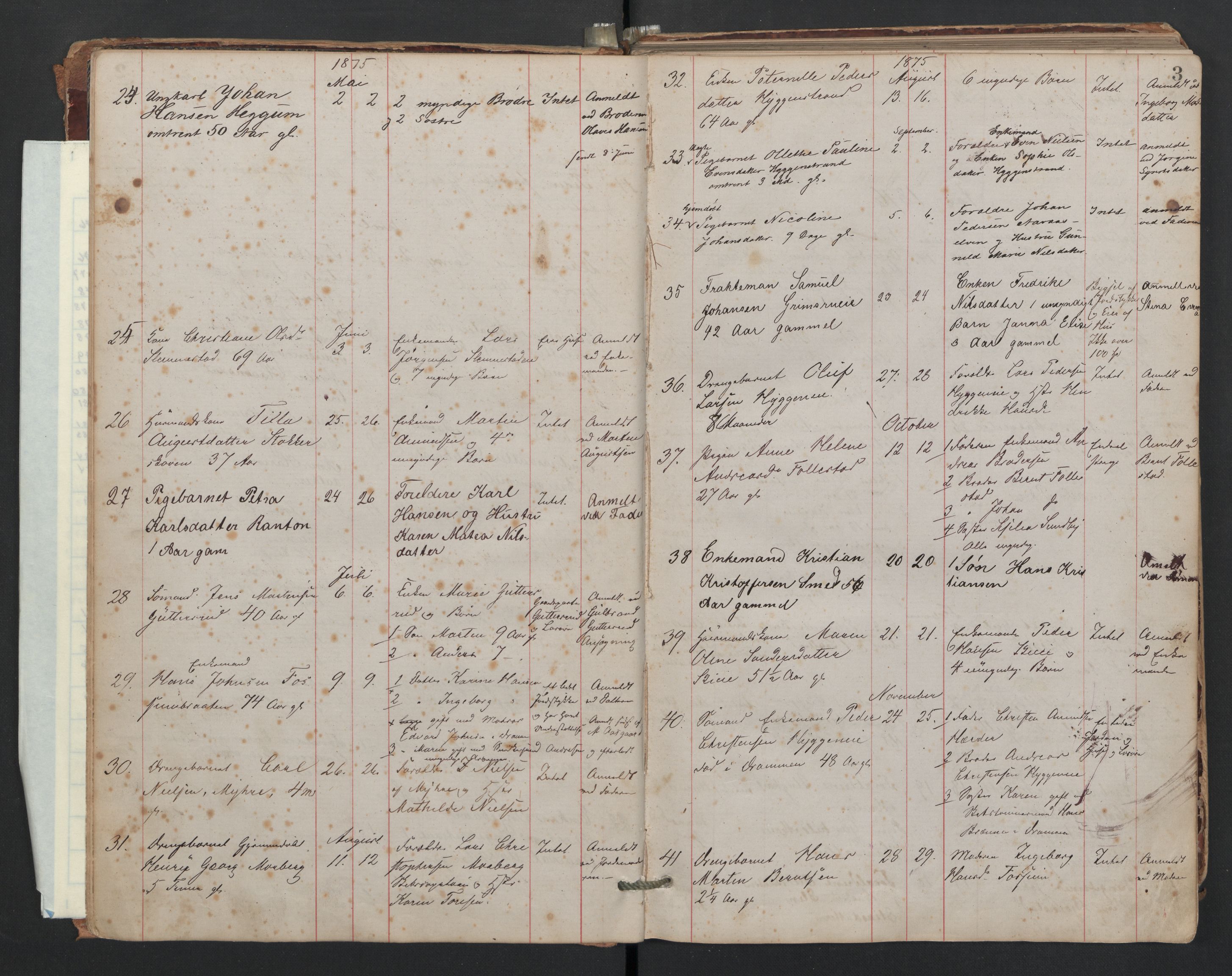 Røyken lensmannskontor, AV/SAKO-A-522/H/Ha/L0001: Dødsfallsprotokoll, 1875-1910, s. 3