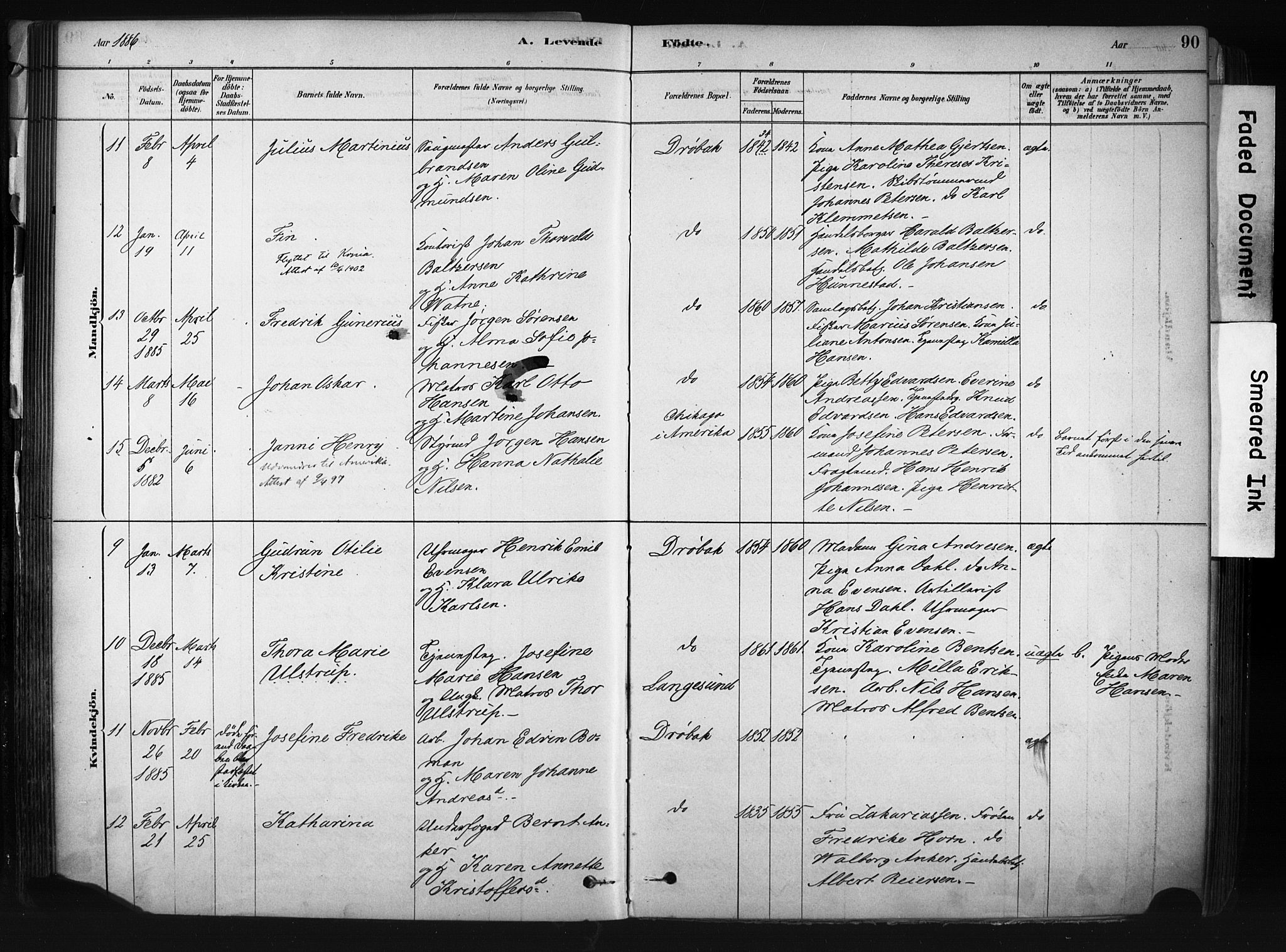 Drøbak prestekontor Kirkebøker, AV/SAO-A-10142a/F/Fb/L0001: Ministerialbok nr. II 1, 1878-1891, s. 90