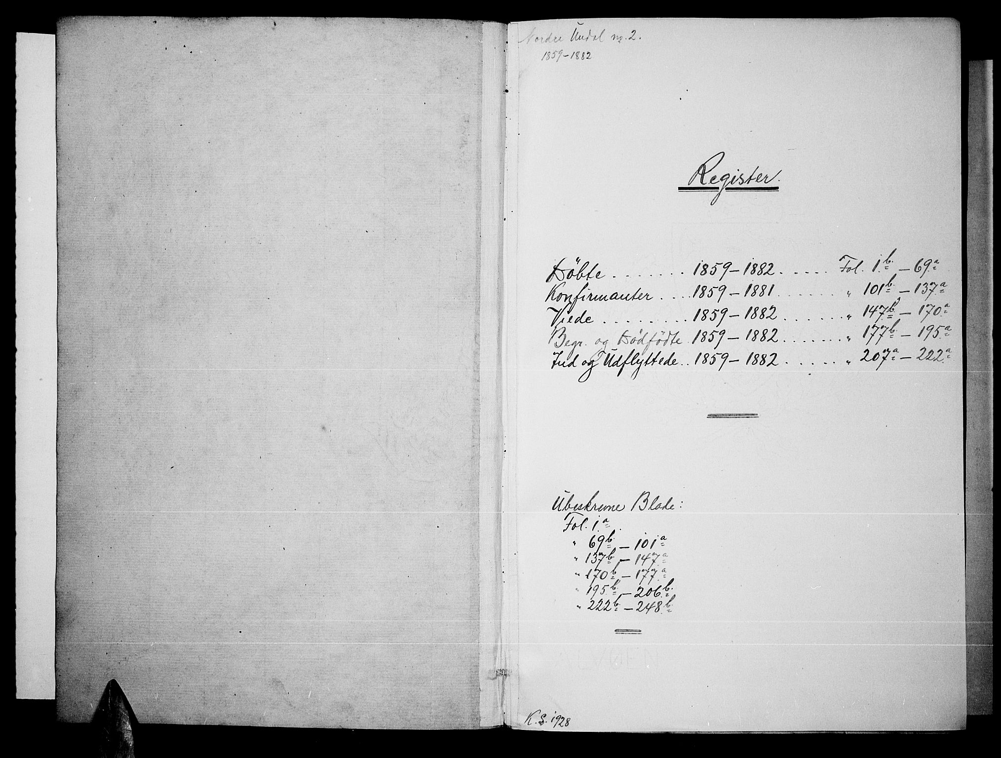 Nord-Audnedal sokneprestkontor, SAK/1111-0032/F/Fb/Fbb/L0002: Klokkerbok nr. B 2, 1859-1882