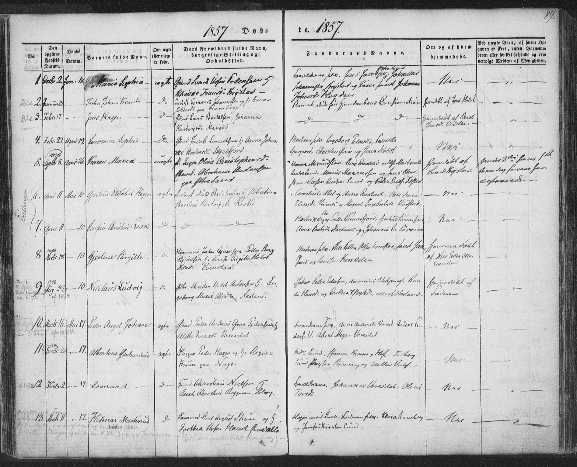 Ministerialprotokoller, klokkerbøker og fødselsregistre - Nordland, SAT/A-1459/885/L1202: Ministerialbok nr. 885A03, 1838-1859, s. 89