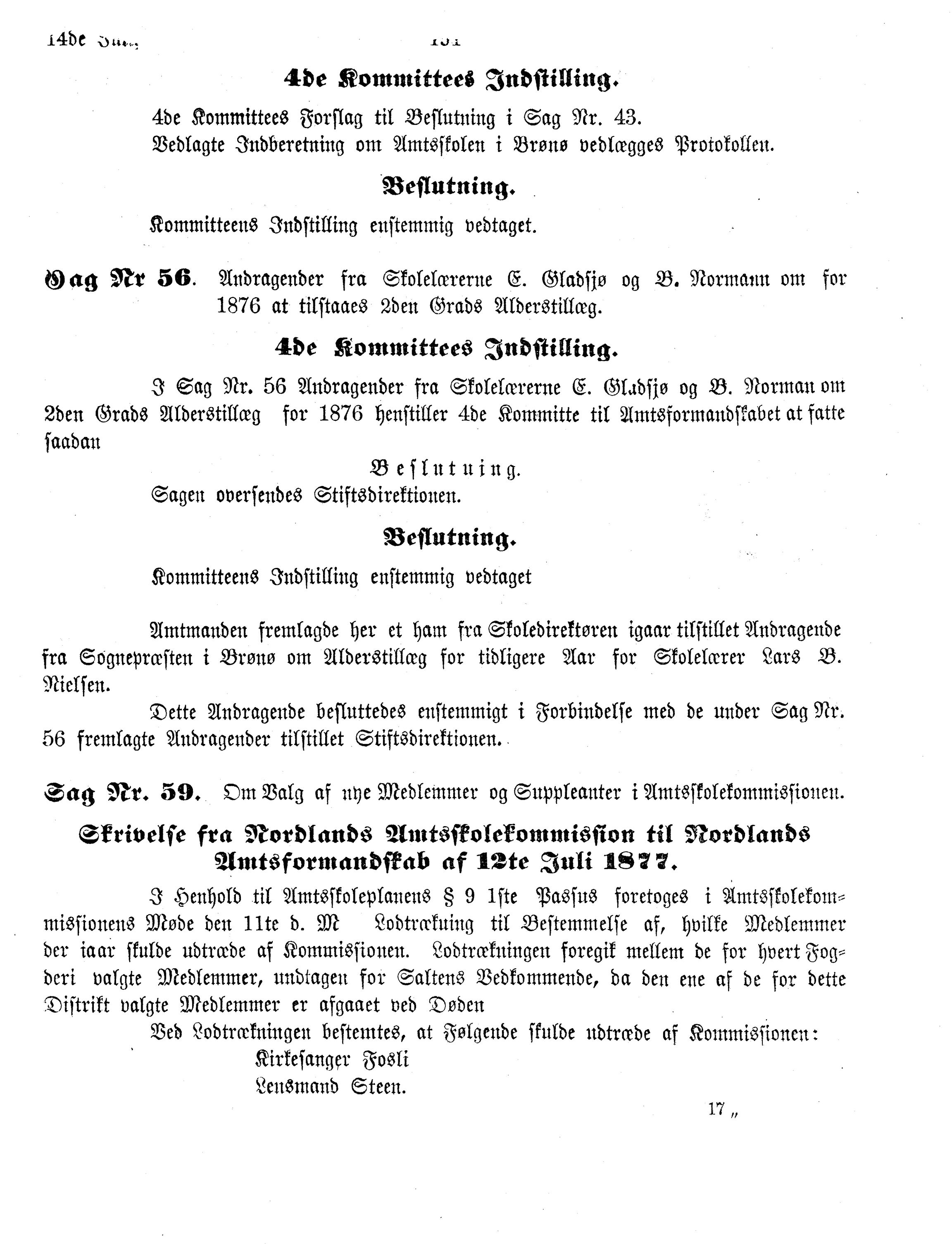 Nordland Fylkeskommune. Fylkestinget, AIN/NFK-17/176/A/Ac/L0011: Fylkestingsforhandlinger 1877, 1877