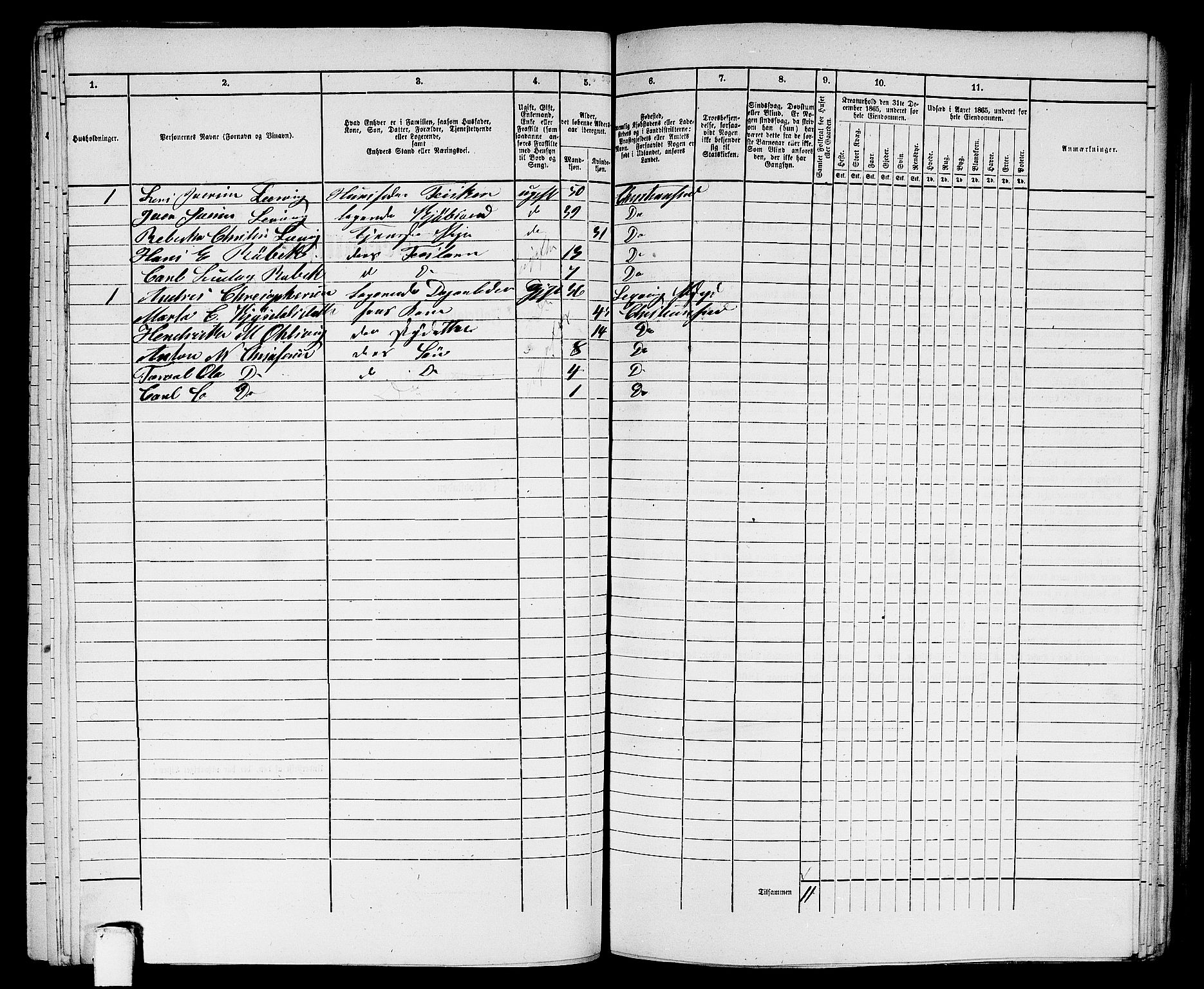 RA, Folketelling 1865 for 1503B Kristiansund prestegjeld, Kristiansund kjøpstad, 1865, s. 743