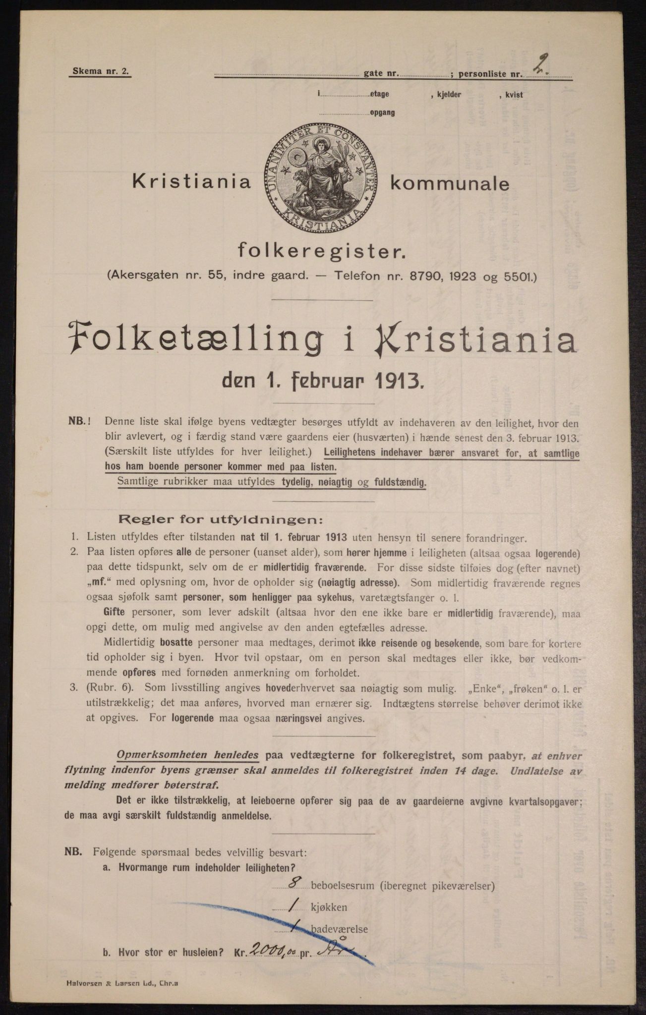 OBA, Kommunal folketelling 1.2.1913 for Kristiania, 1913, s. 100686