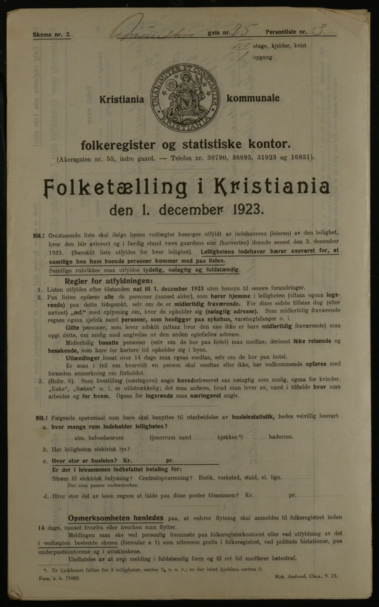 OBA, Kommunal folketelling 1.12.1923 for Kristiania, 1923, s. 75057