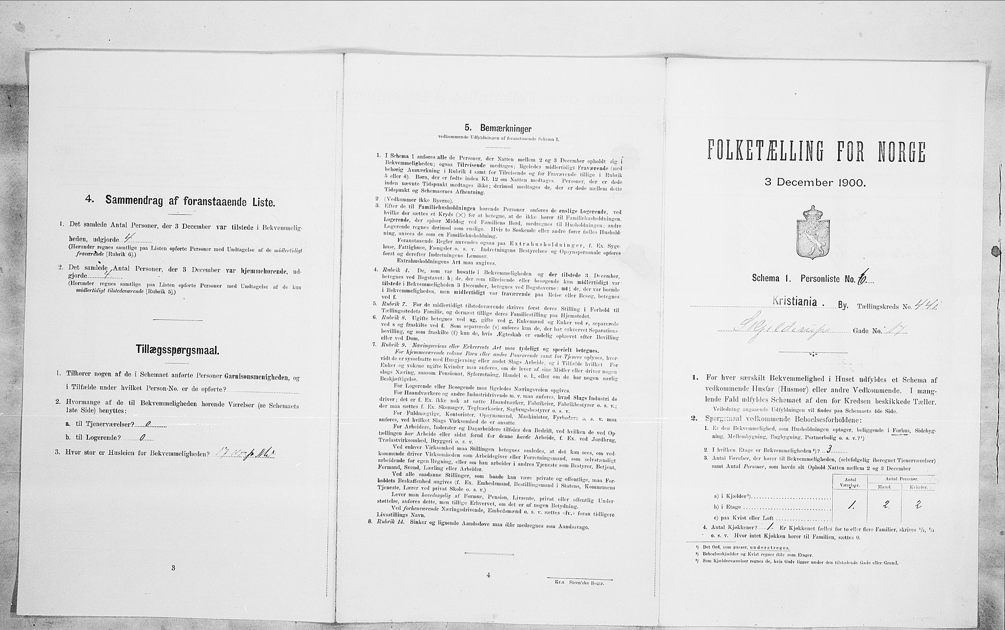 SAO, Folketelling 1900 for 0301 Kristiania kjøpstad, 1900, s. 85405