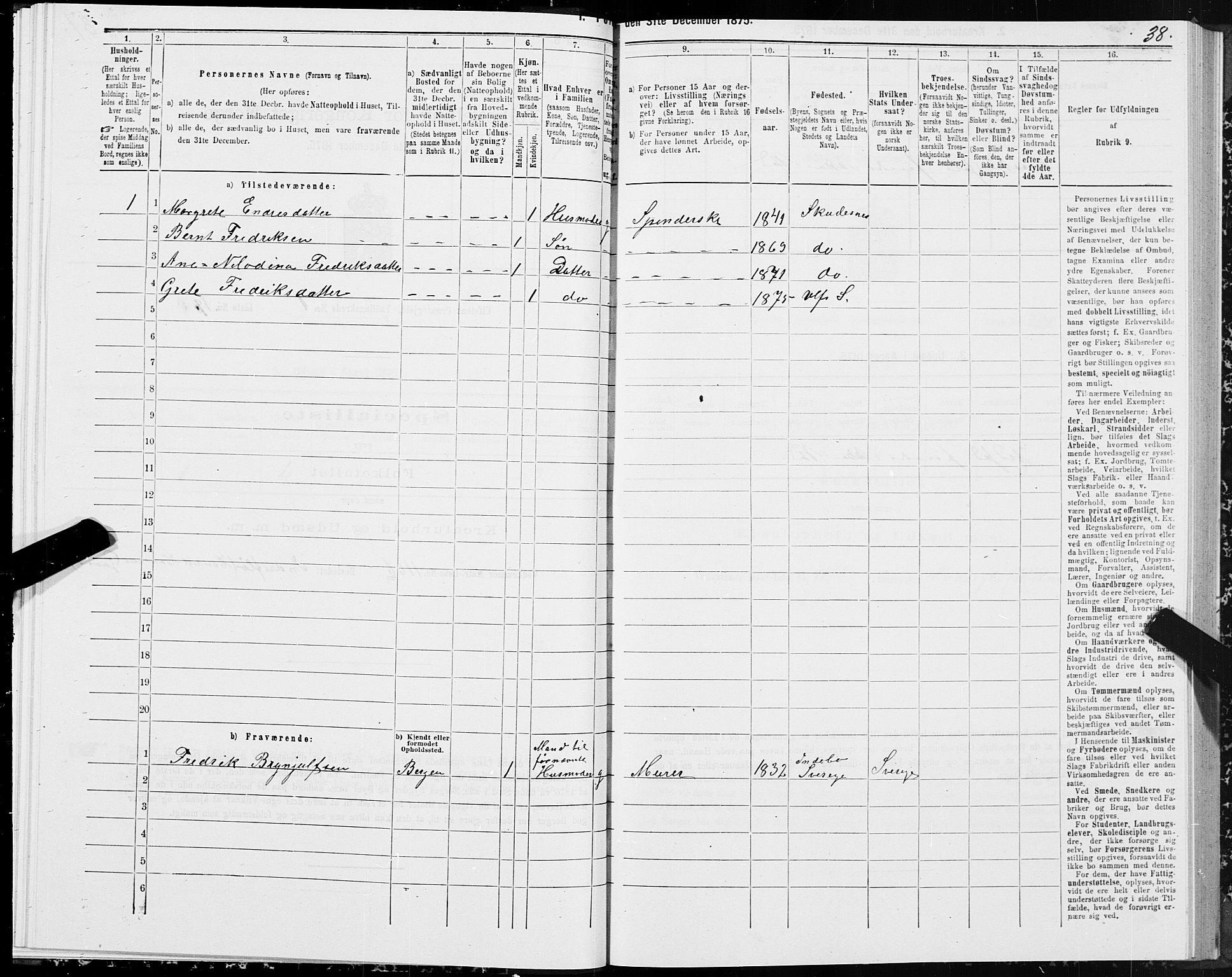 SAT, Folketelling 1875 for 1516P Ulstein prestegjeld, 1875, s. 1038