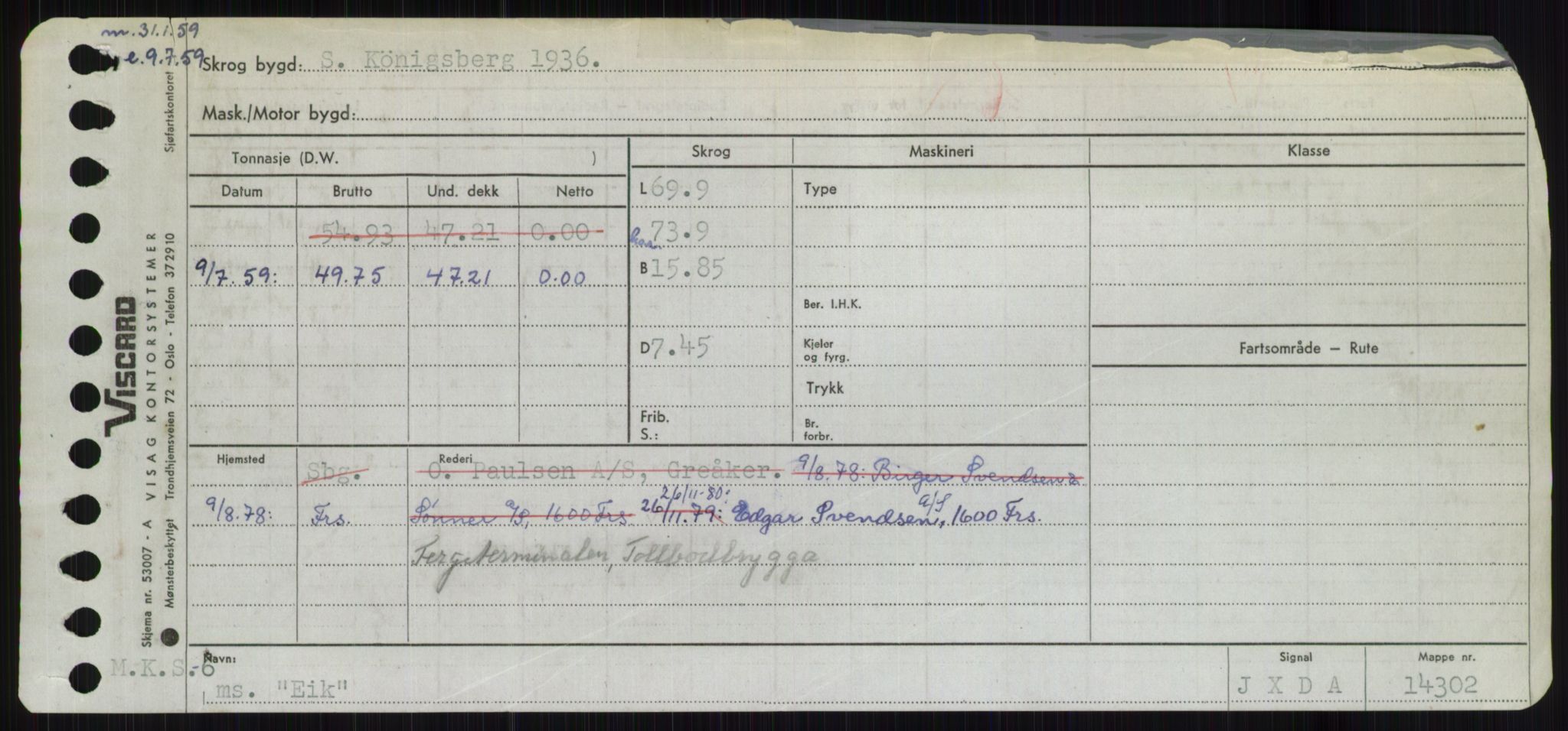 Sjøfartsdirektoratet med forløpere, Skipsmålingen, AV/RA-S-1627/H/Ha/L0002/0001: Fartøy, Eik-Hill / Fartøy, Eik-F, s. 1