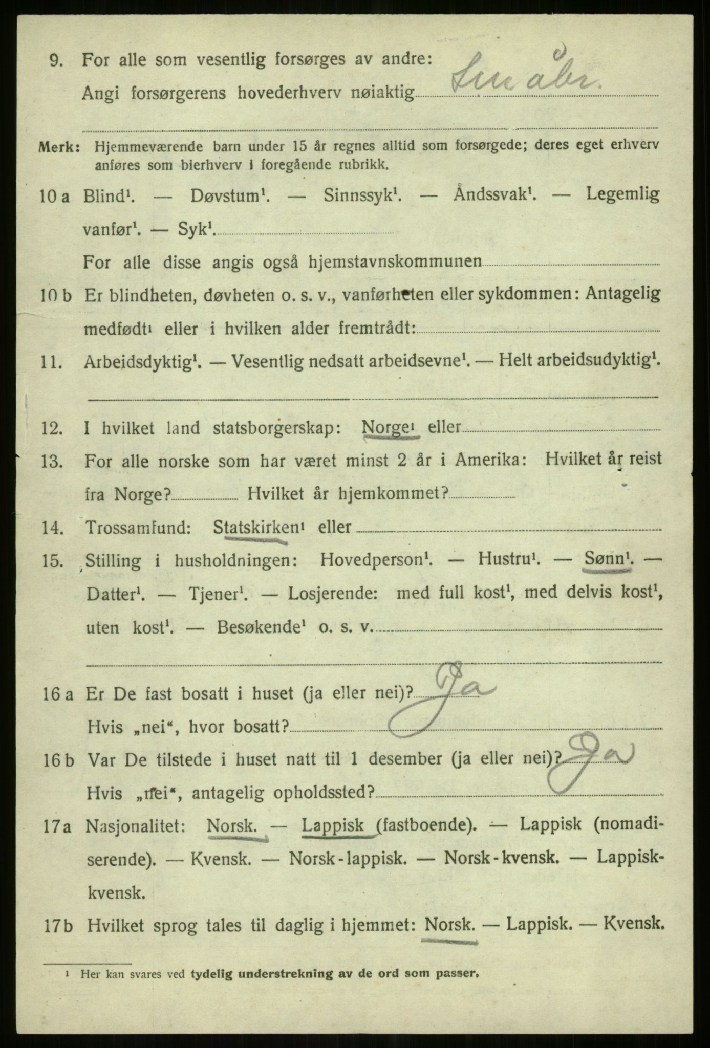 SATØ, Folketelling 1920 for 1938 Lyngen herred, 1920, s. 6585
