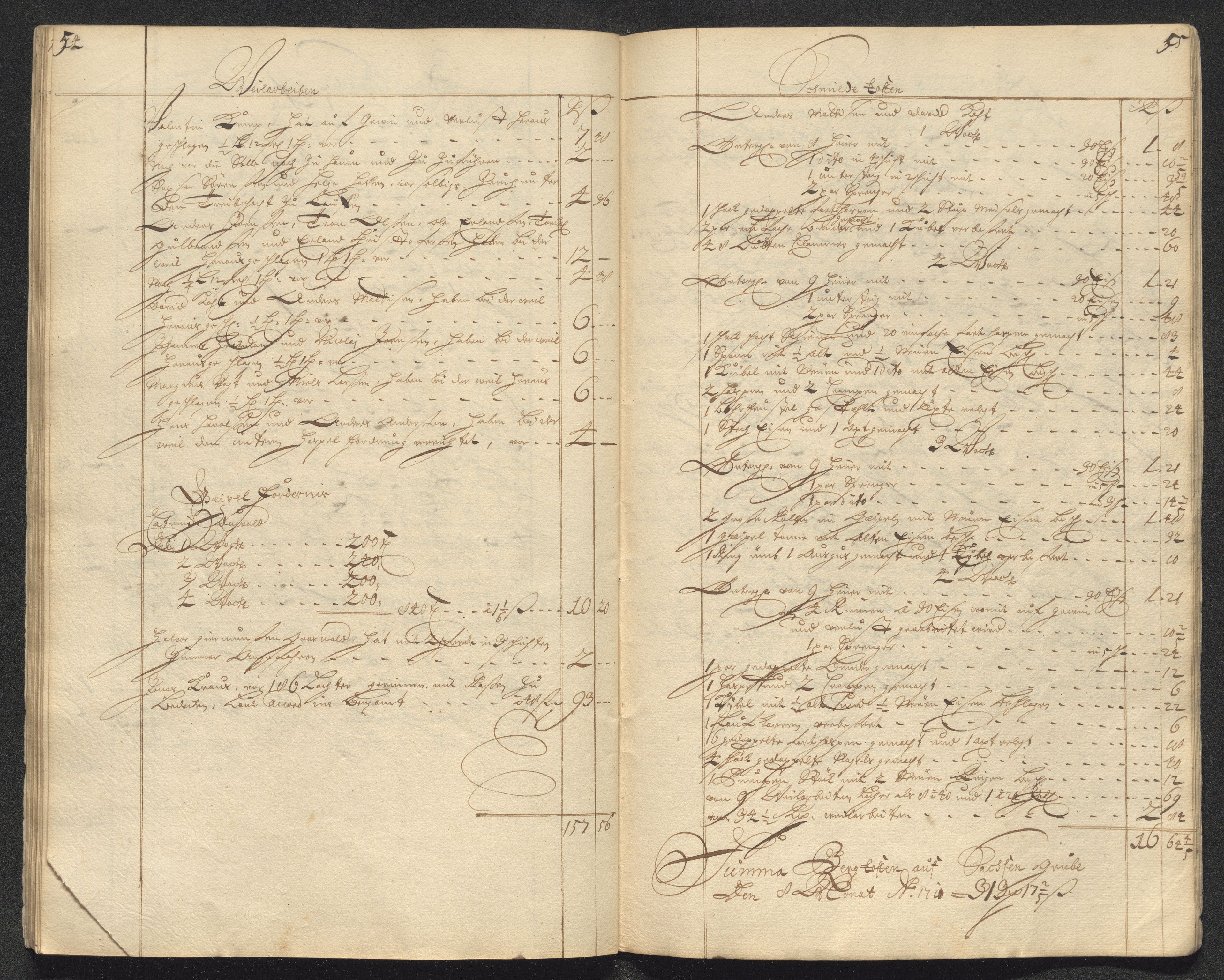 Kongsberg Sølvverk 1623-1816, AV/SAKO-EA-3135/001/D/Dc/Dcd/L0098: Utgiftsregnskap for gruver m.m. , 1710, s. 310