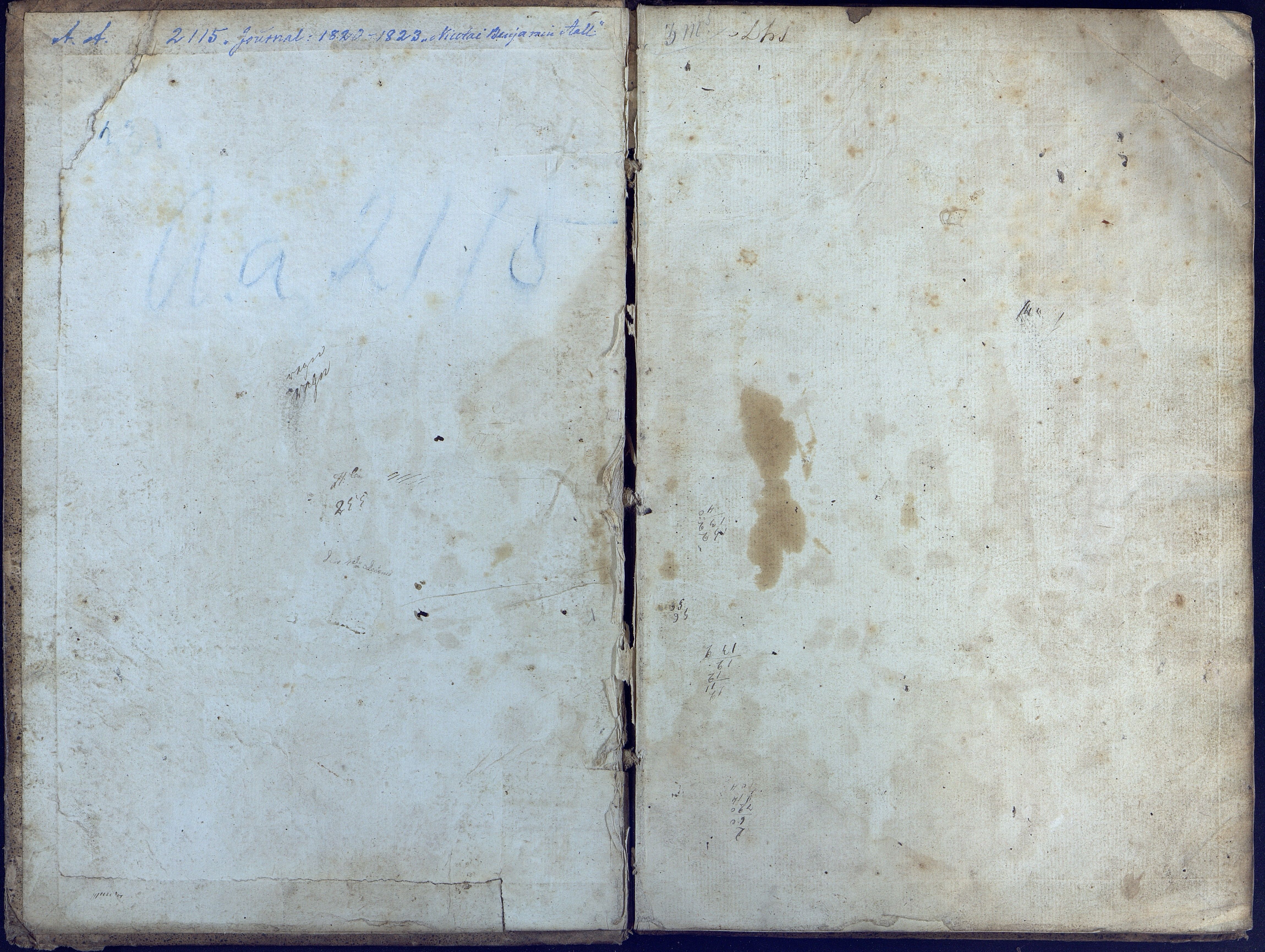 Fartøysarkivet, AAKS/PA-1934/F/L0232/0001: Nicolai Benjamin Aall  (brigg) / Nicolai Benjamin Aall (brigg) skipsjournal 1820-1823, 1820-1823