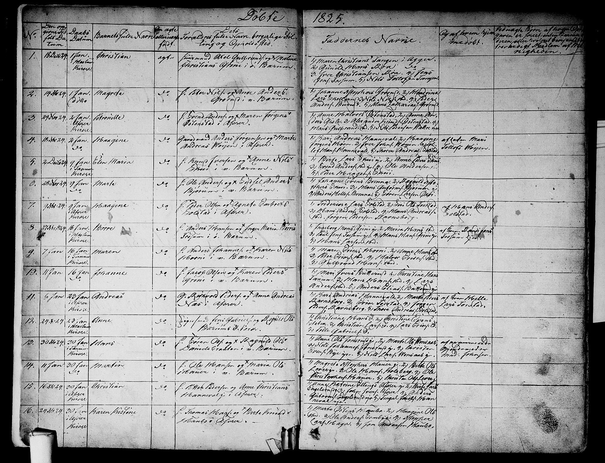 Asker prestekontor Kirkebøker, AV/SAO-A-10256a/F/Fa/L0007: Ministerialbok nr. I 7, 1825-1864, s. 2