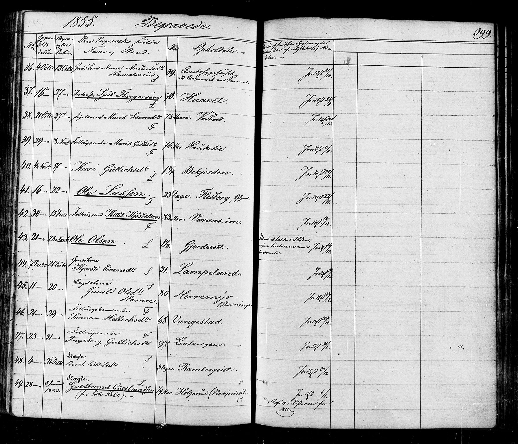Flesberg kirkebøker, AV/SAKO-A-18/F/Fa/L0006: Ministerialbok nr. I 6, 1834-1860, s. 399