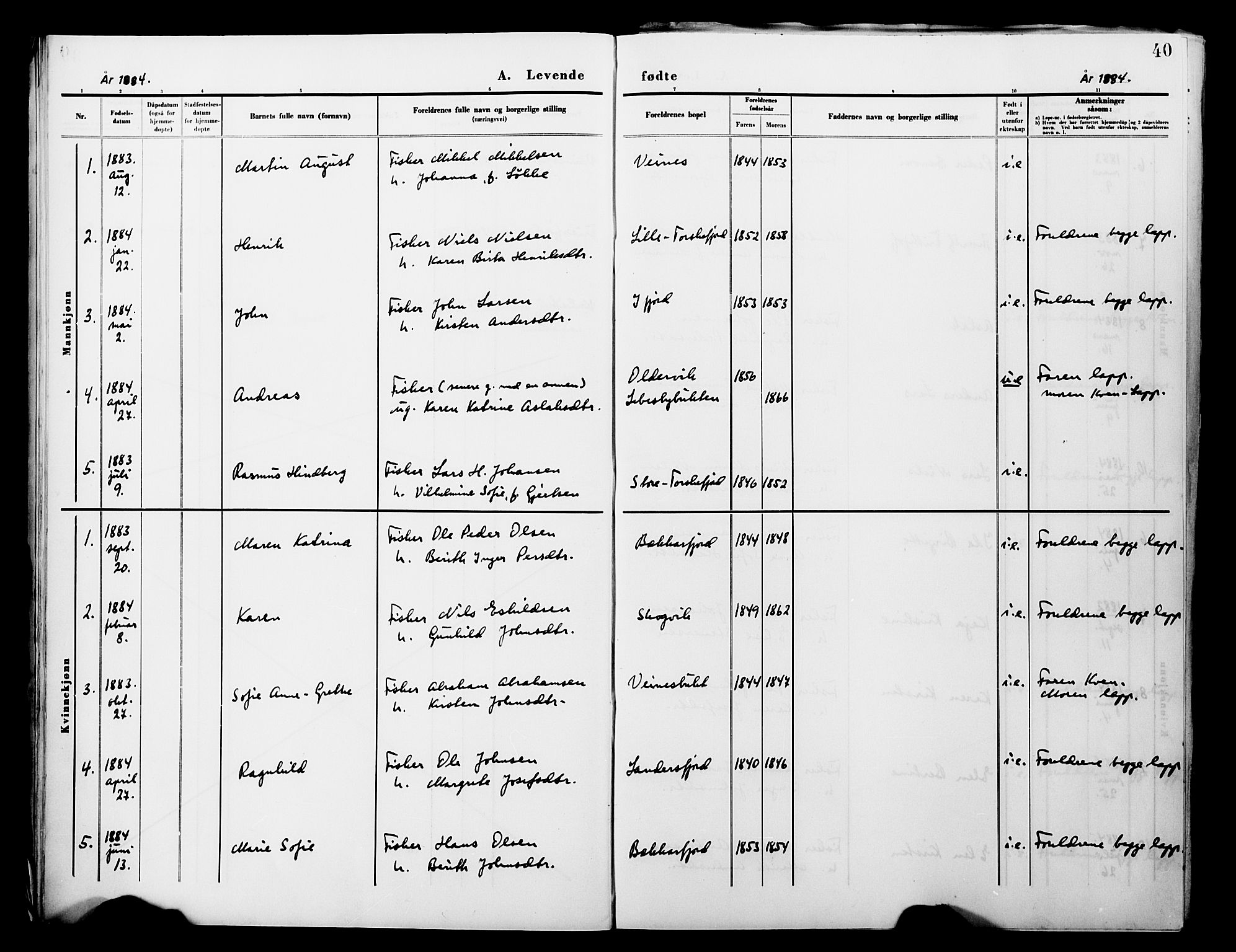 Lebesby sokneprestkontor, AV/SATØ-S-1353/H/Ha/L0004kirke: Ministerialbok nr. 4, 1870-1902, s. 40