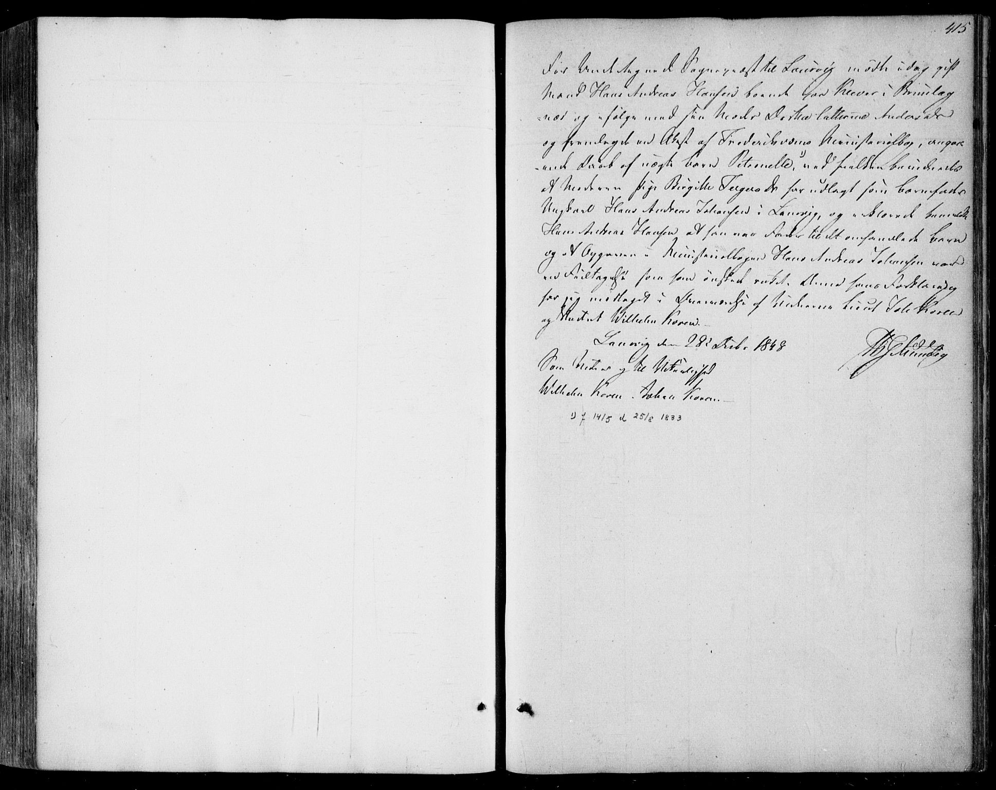 Larvik kirkebøker, AV/SAKO-A-352/F/Fa/L0003: Ministerialbok nr. I 3, 1848-1856, s. 415