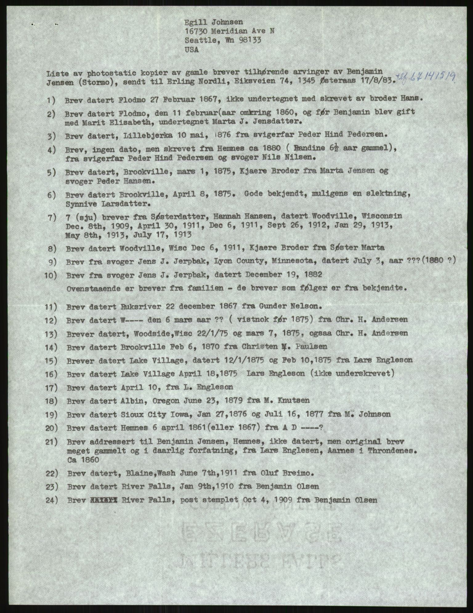 Samlinger til kildeutgivelse, Amerikabrevene, AV/RA-EA-4057/F/L0035: Innlån fra Nordland, 1838-1914, s. 267