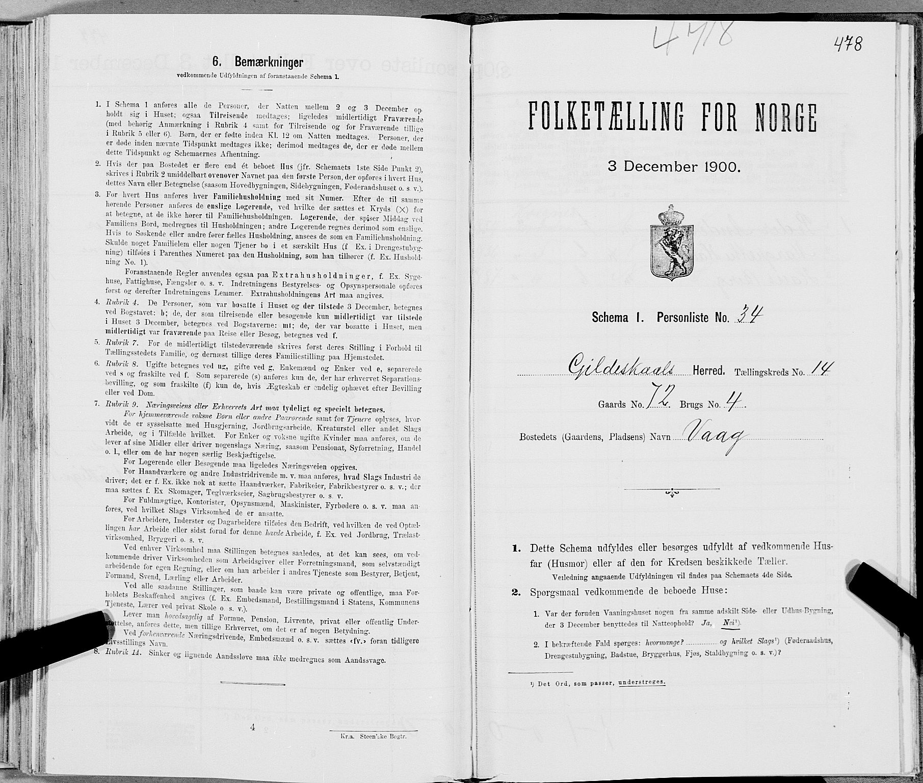 SAT, Folketelling 1900 for 1838 Gildeskål herred, 1900, s. 1461
