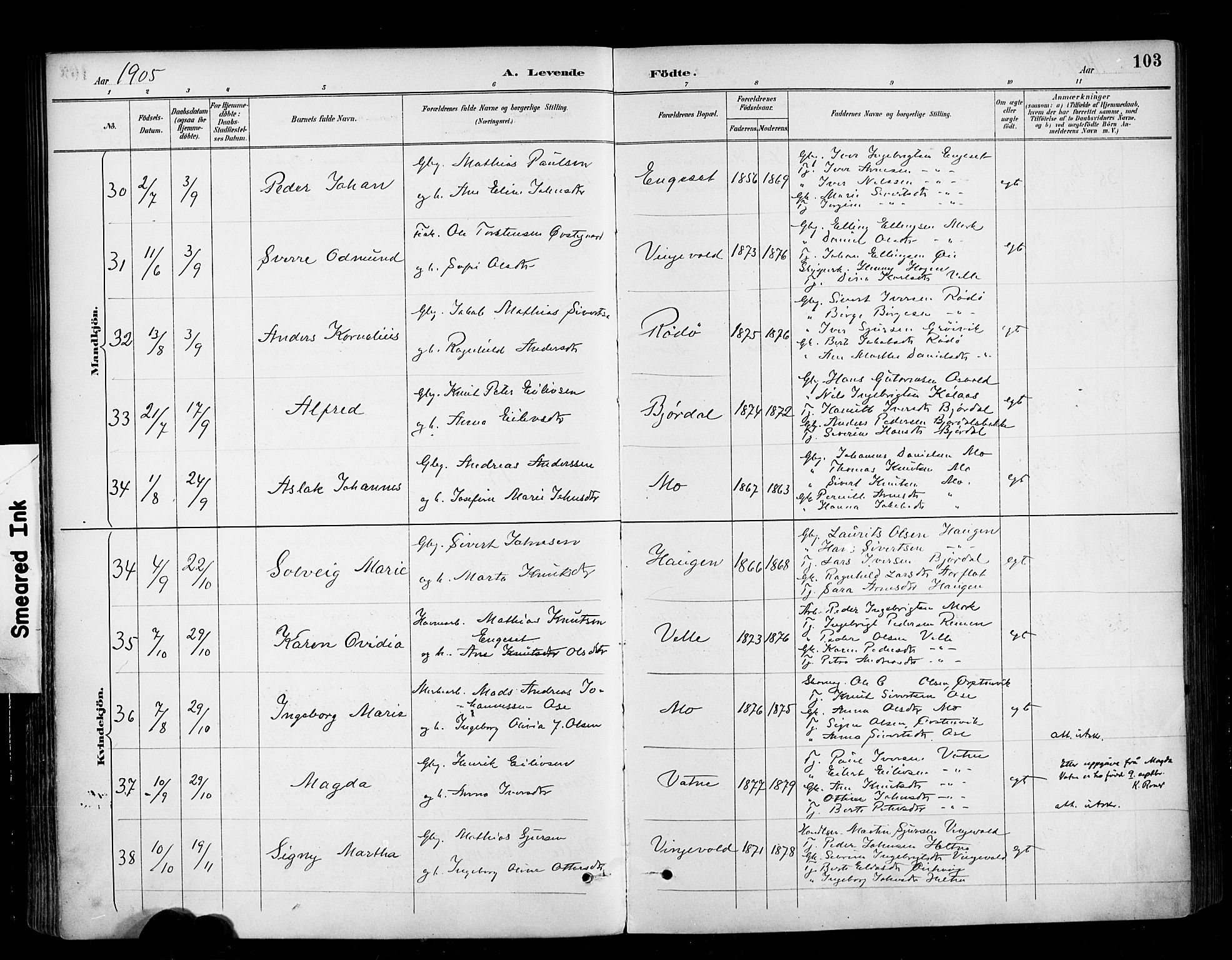 Ministerialprotokoller, klokkerbøker og fødselsregistre - Møre og Romsdal, AV/SAT-A-1454/513/L0177: Ministerialbok nr. 513A04, 1890-1906, s. 103