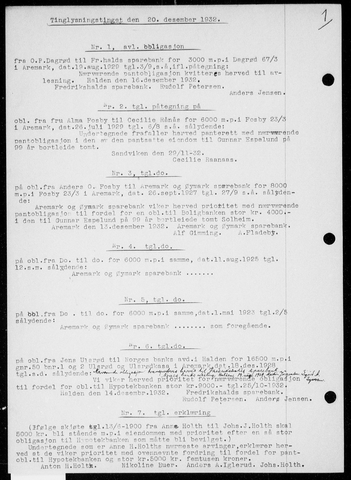 Idd og Marker sorenskriveri, SAO/A-10283/G/Gb/Gba/L0048: Pantebok nr. 48, 1932-1933, s. 1