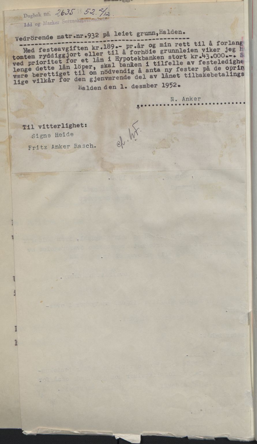 Idd og Marker sorenskriveri, SAO/A-10283/G/Gb/Gbb/L0011: Pantebok nr. A11, 1948-1949, Dagboknr: 2635/1952