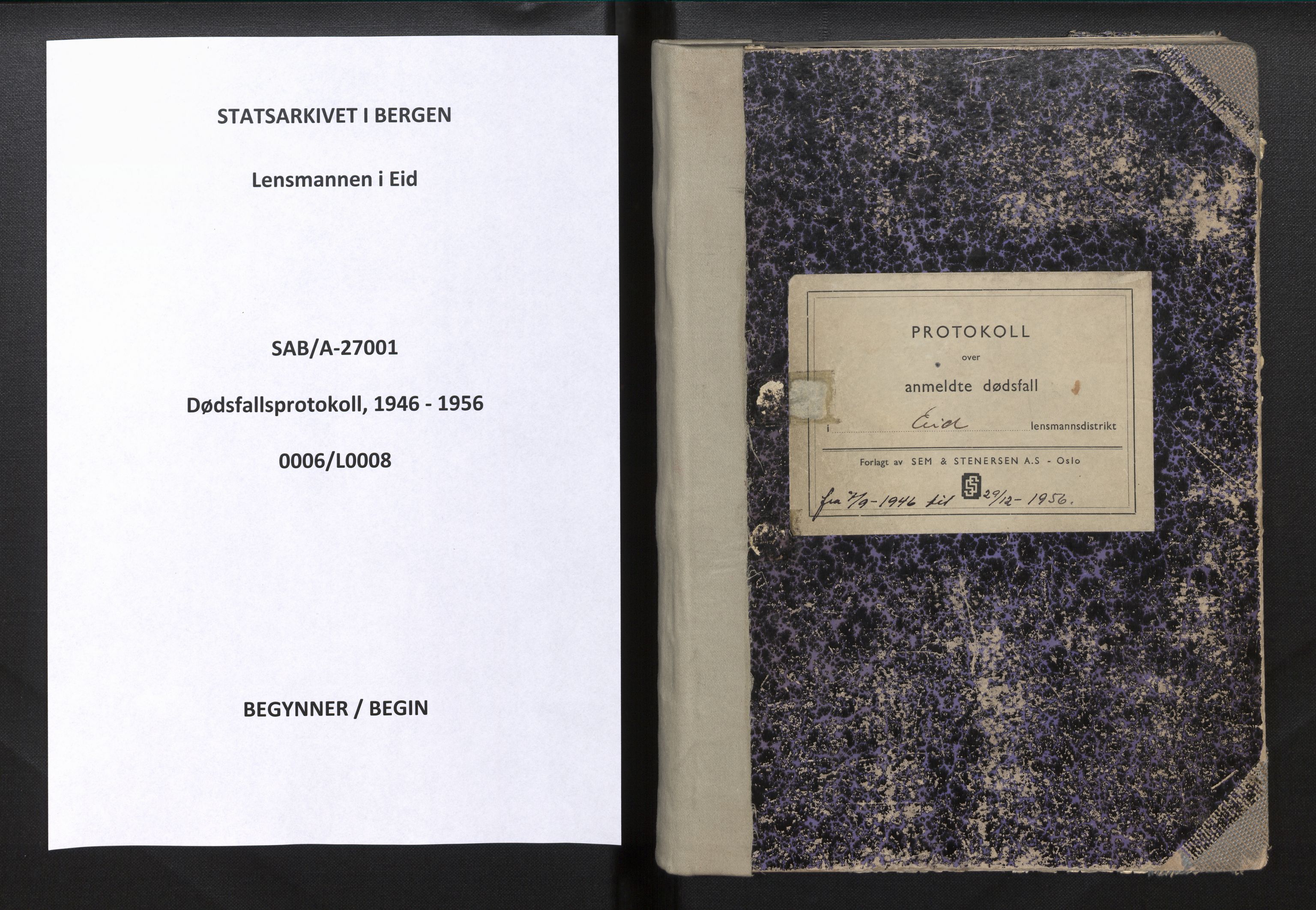 Lensmannen i Eid, SAB/A-27001/0006/L0008: Dødsfallprotokoll, 1946-1956