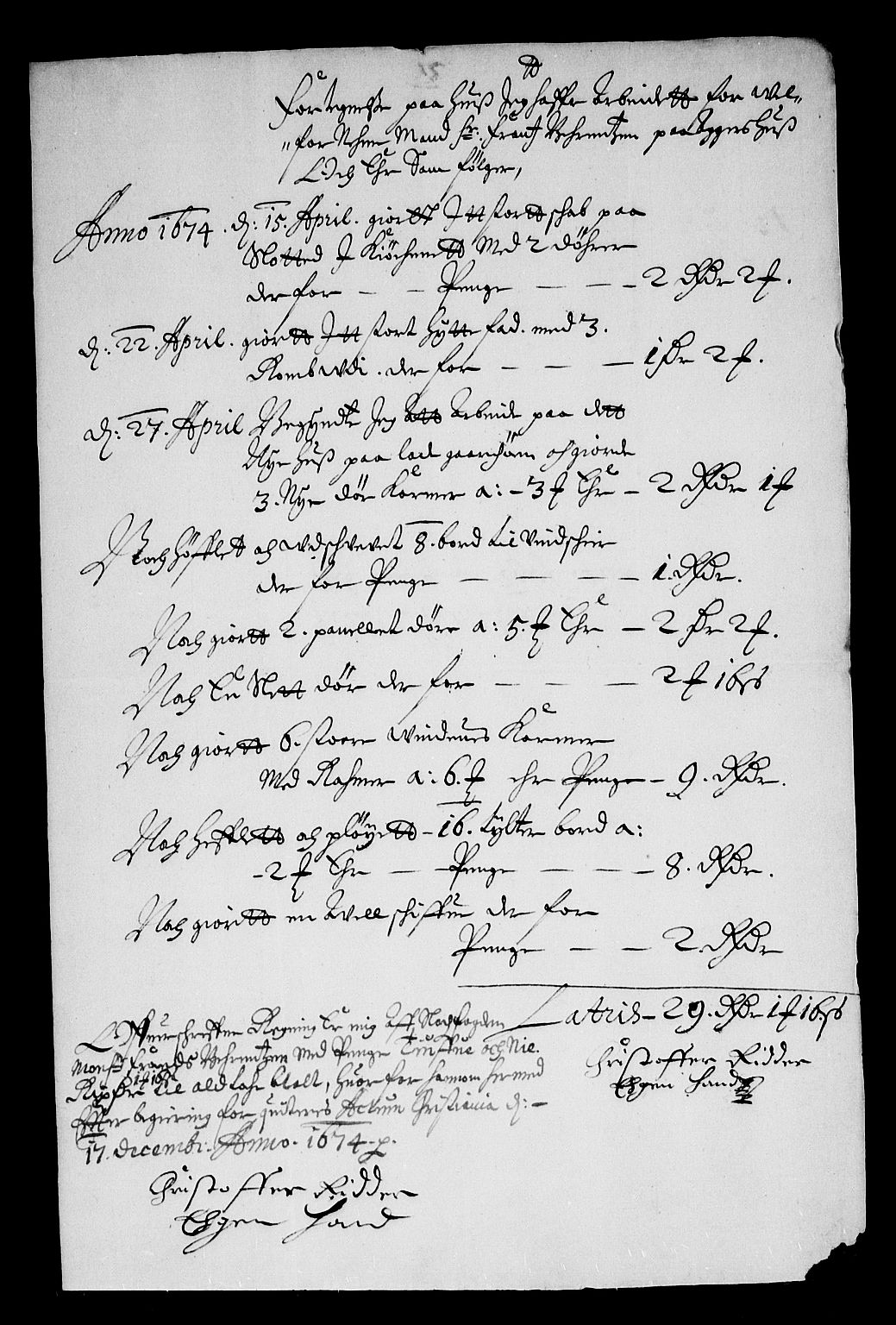 Rentekammeret inntil 1814, Reviderte regnskaper, Stiftamtstueregnskaper, Landkommissariatet på Akershus og Akershus stiftamt, AV/RA-EA-5869/R/Rb/L0101: Akershus stiftamt, 1674