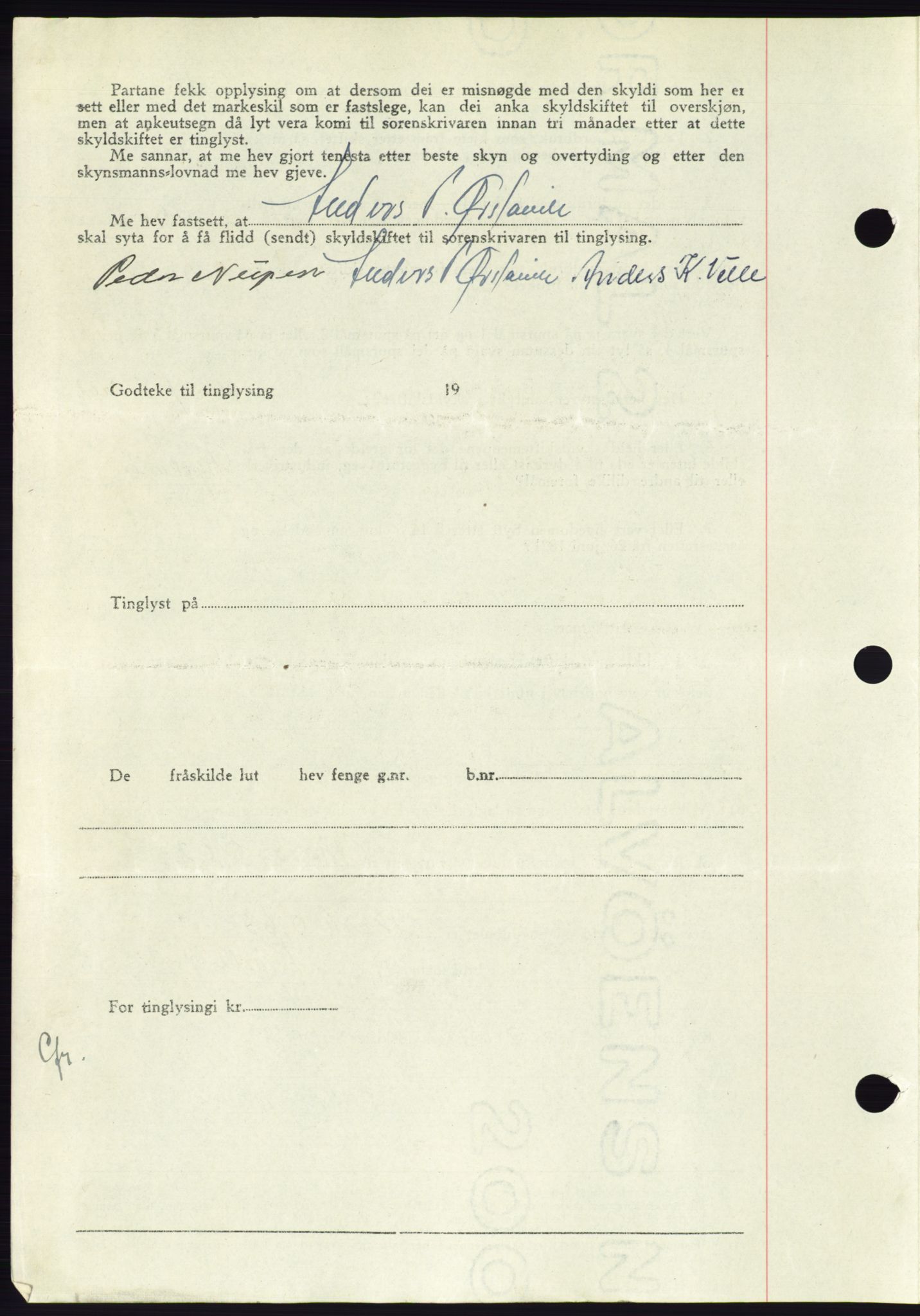 Søre Sunnmøre sorenskriveri, AV/SAT-A-4122/1/2/2C/L0083: Pantebok nr. 9A, 1948-1949, Dagboknr: 3/1949