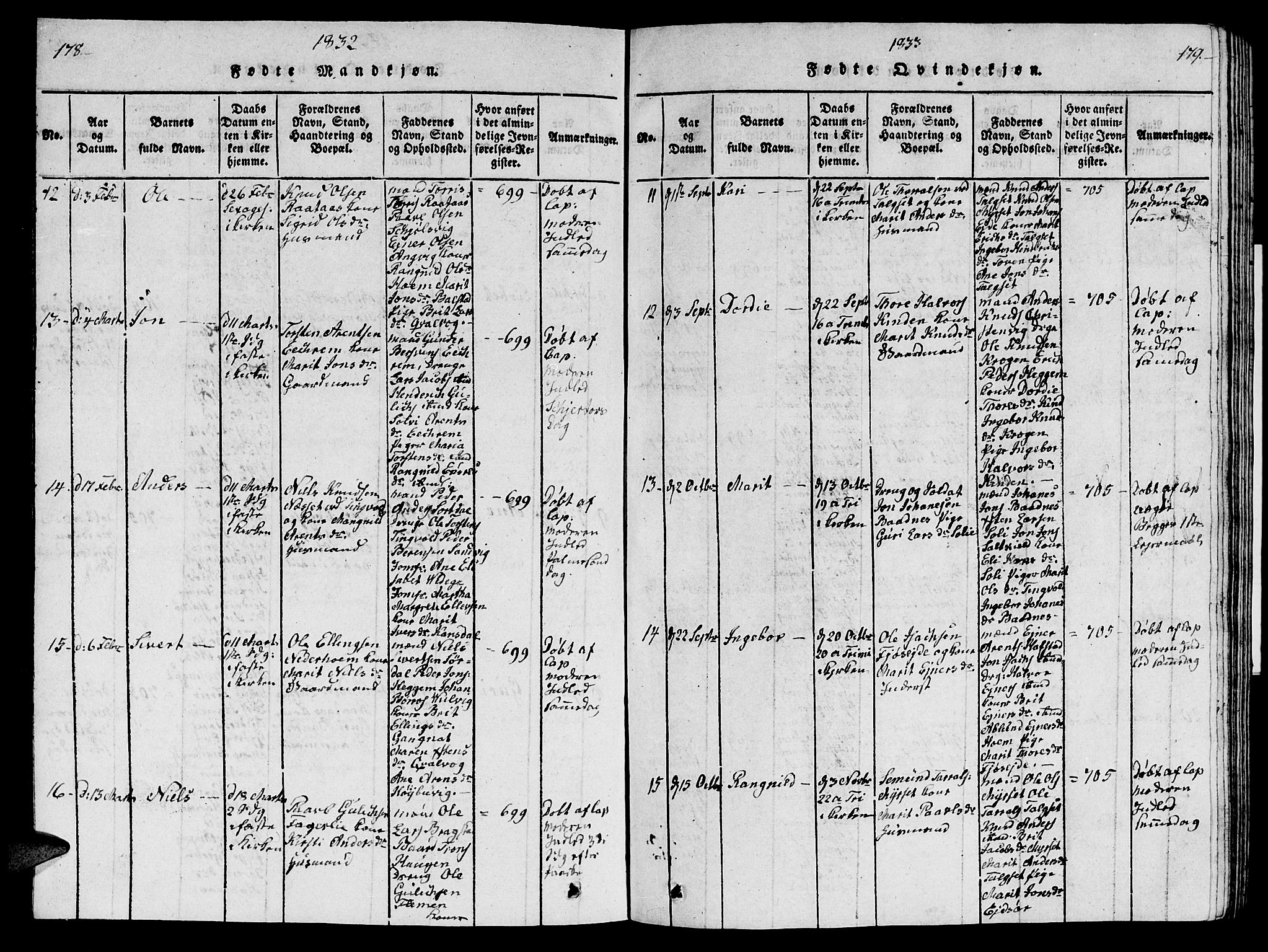 Ministerialprotokoller, klokkerbøker og fødselsregistre - Møre og Romsdal, AV/SAT-A-1454/586/L0990: Klokkerbok nr. 586C01, 1819-1837, s. 178-179