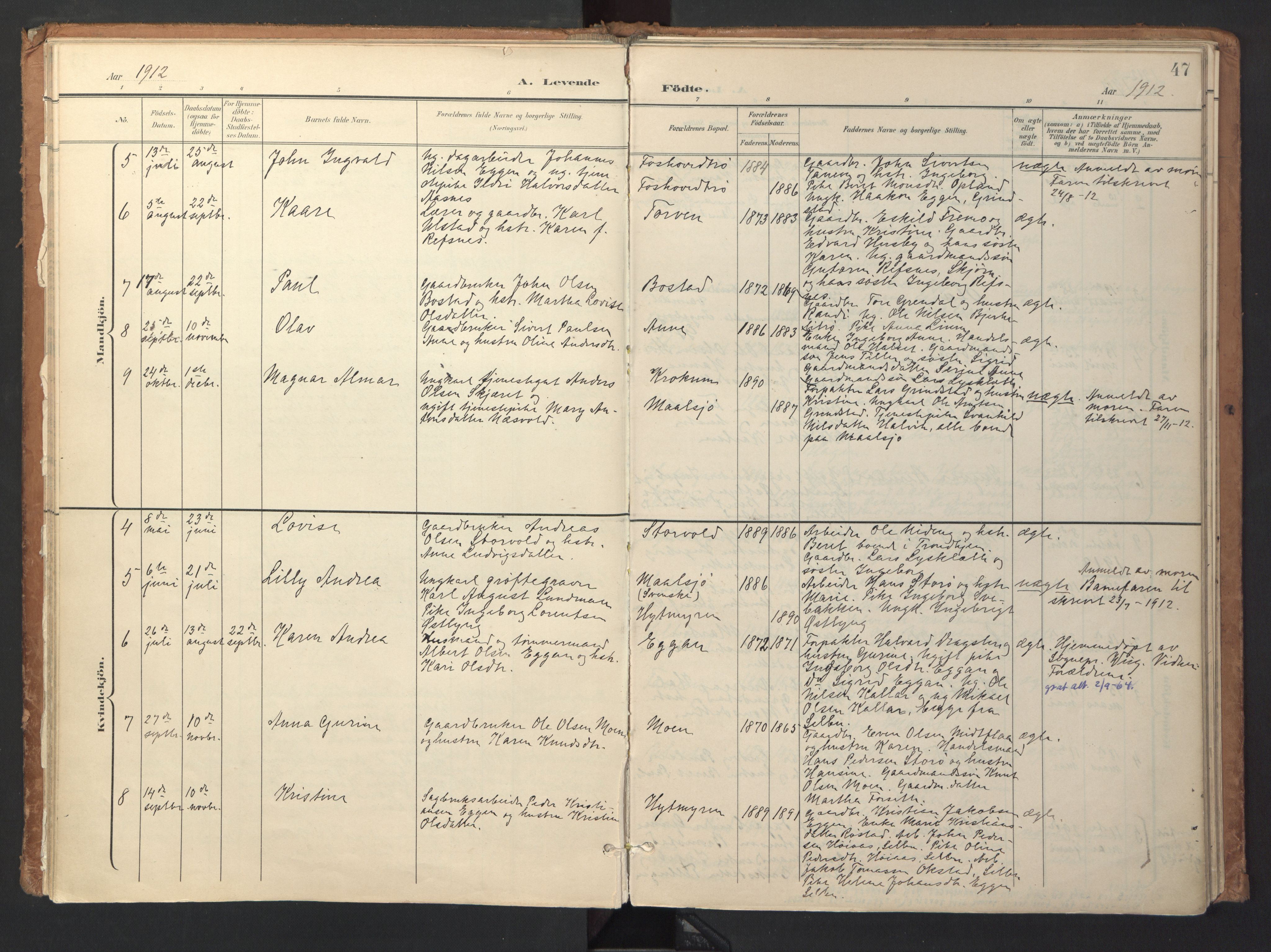 Ministerialprotokoller, klokkerbøker og fødselsregistre - Sør-Trøndelag, SAT/A-1456/618/L0448: Ministerialbok nr. 618A11, 1898-1916, s. 47