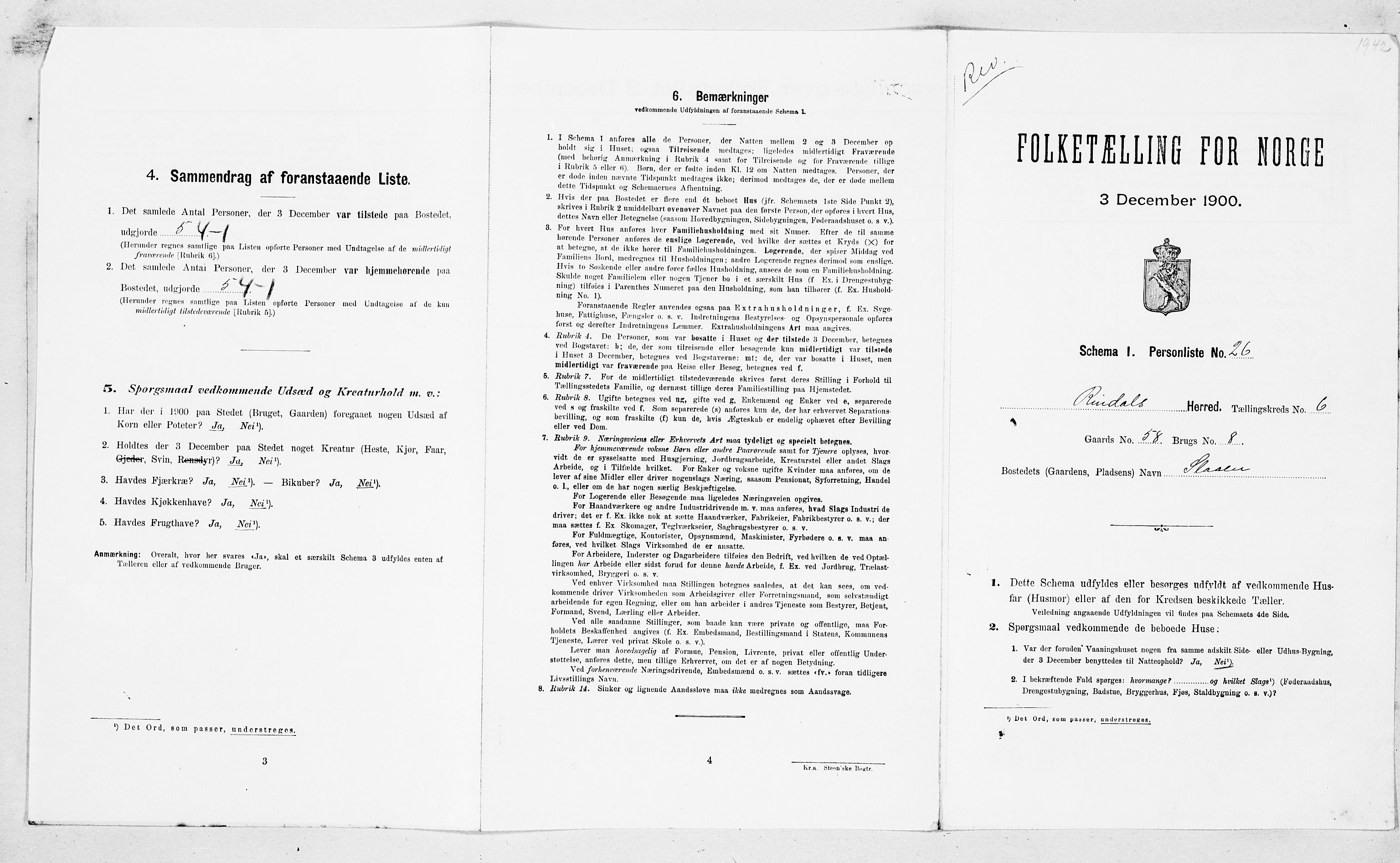 SAT, Folketelling 1900 for 1567 Rindal herred, 1900, s. 615